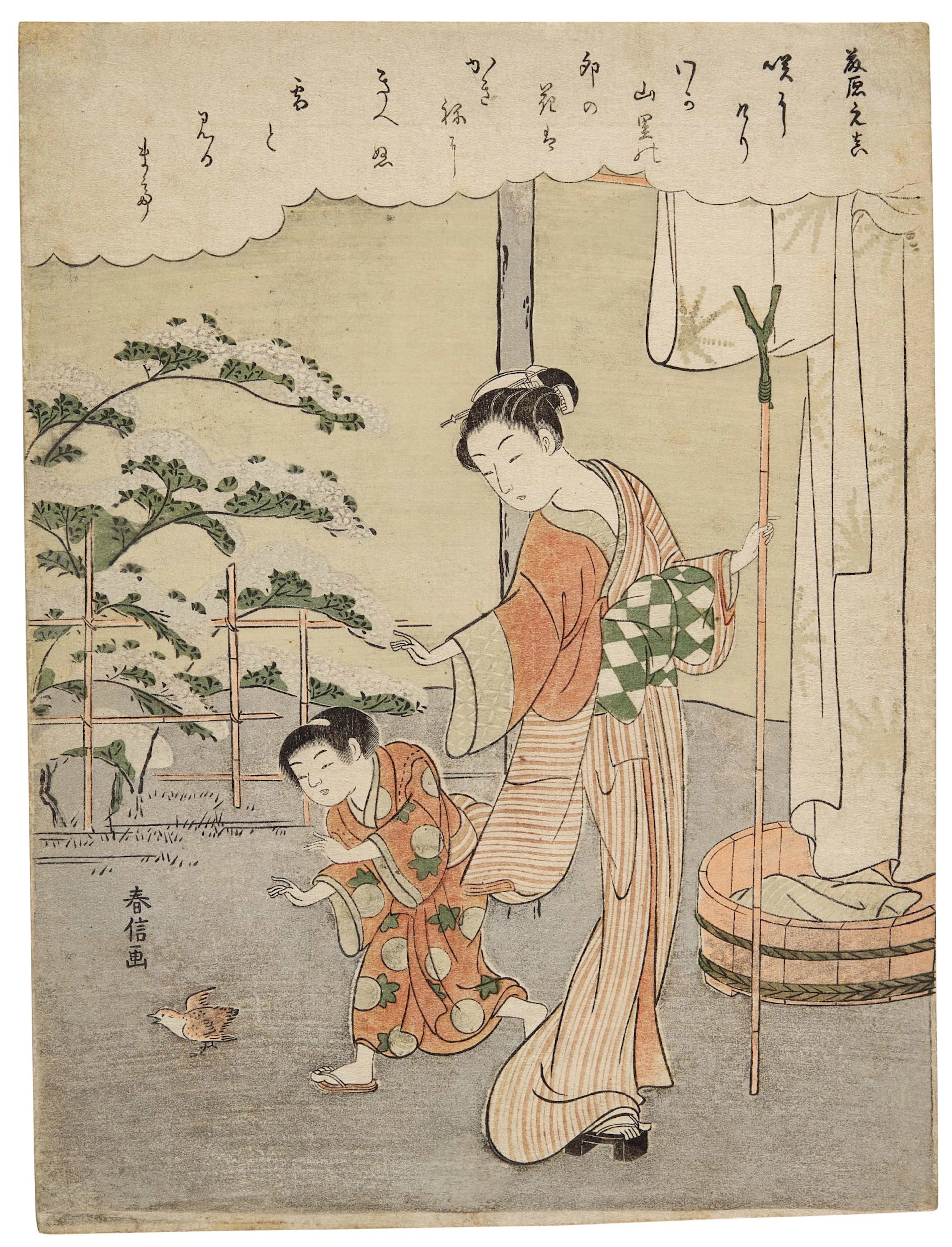 Suzuki Harunobu (1725-1770) | Poem by Fujiwara no Motozane | Edo period