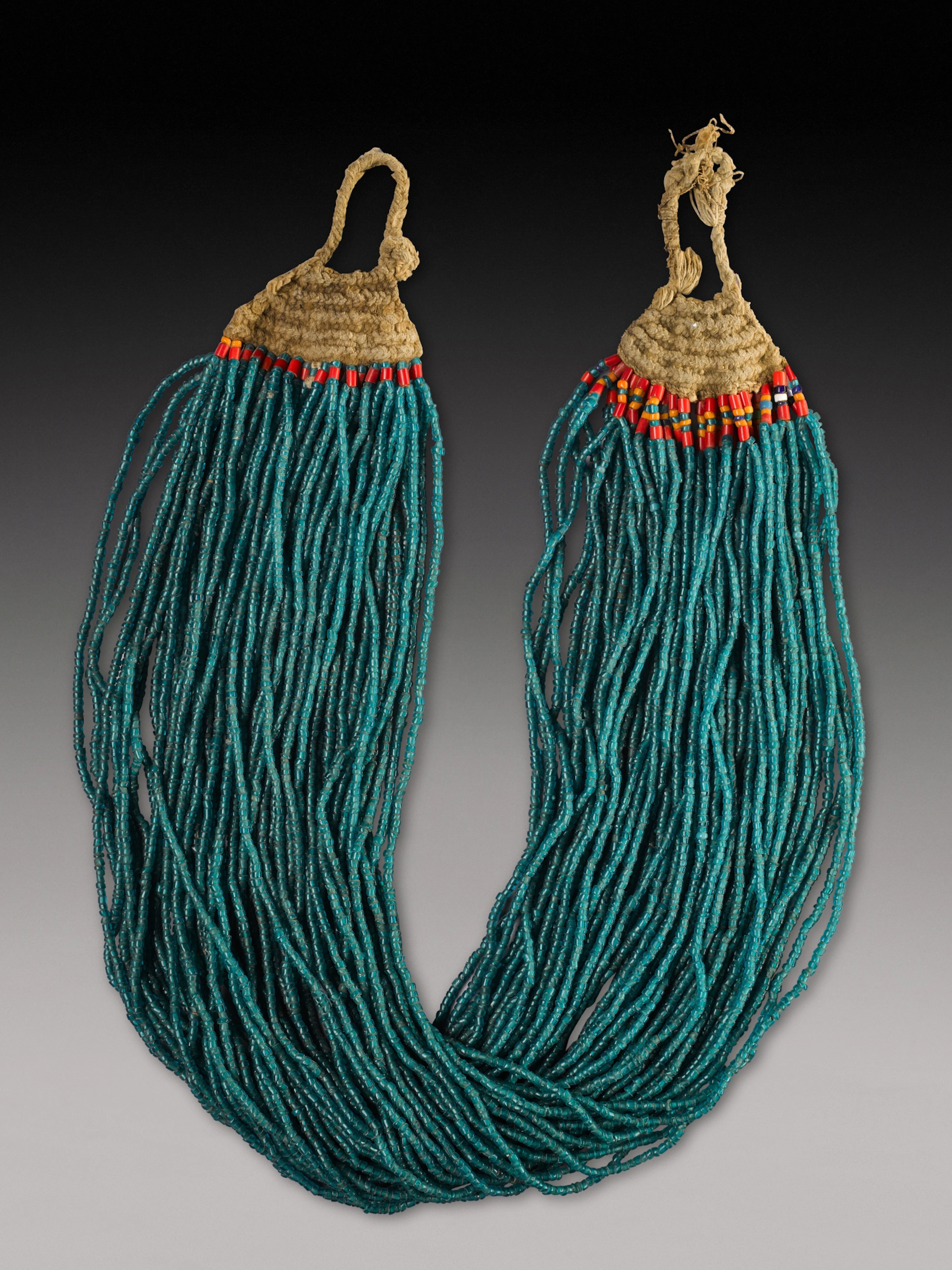 A Naga blue glass beaded necklace, India, Nagaland, 20th century