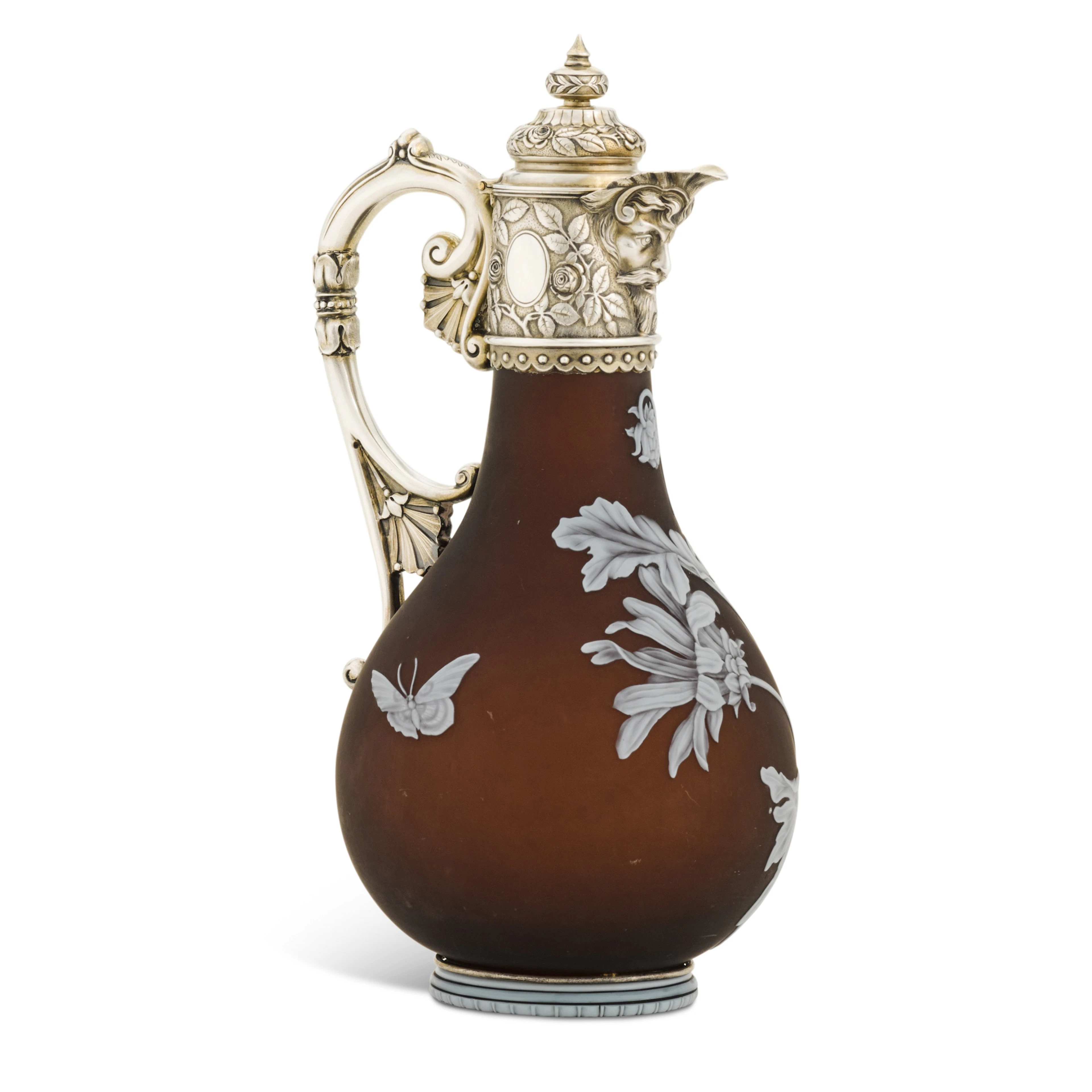 A Victorian silver-gilt mounted cameo glass claret jug
