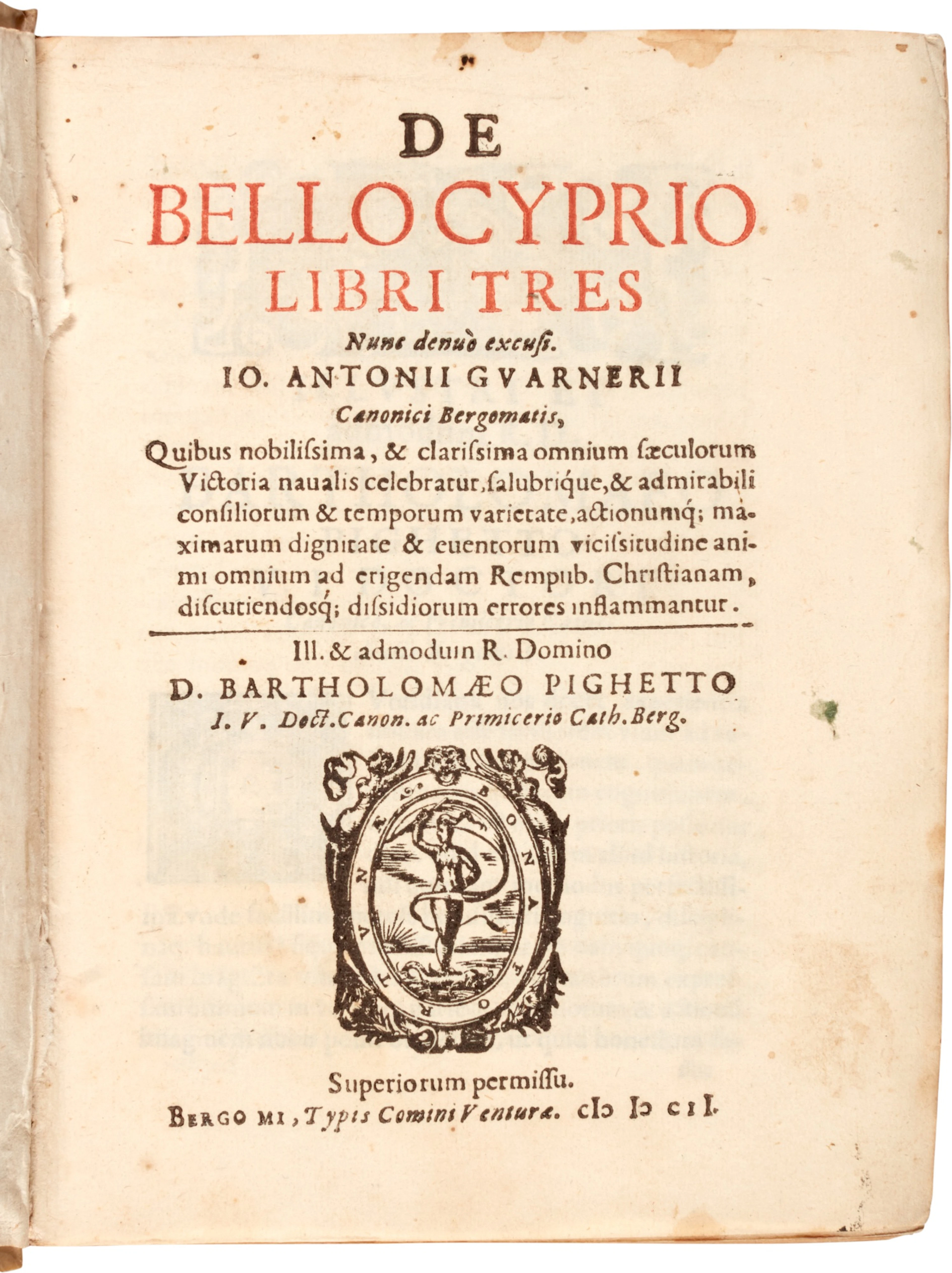 Giovanni Antonio Guarneri | De bello Cyprio libri tres. Bergamo, 1602