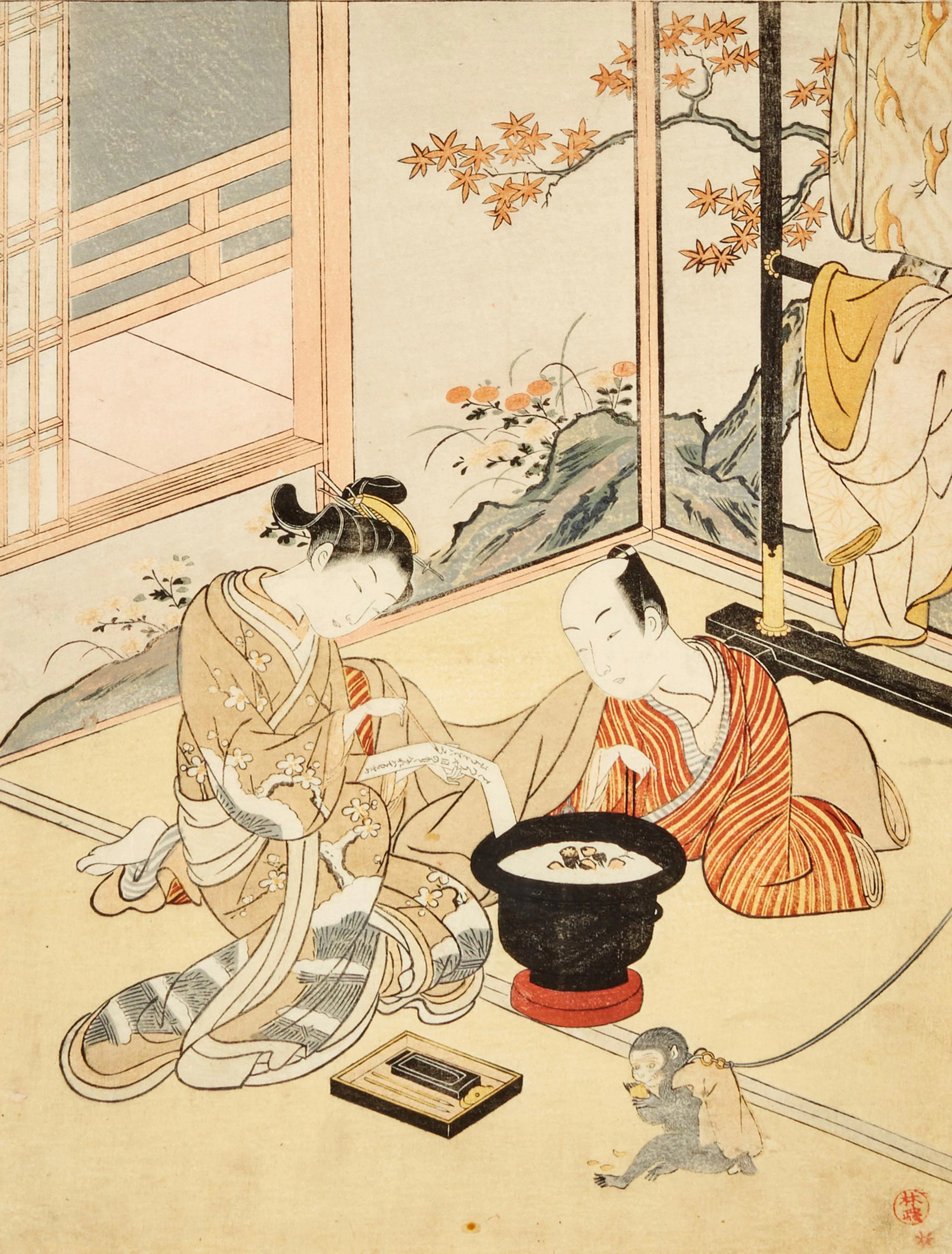 Suzuki Harunobu (1725-1770) | A courtesan and her client...