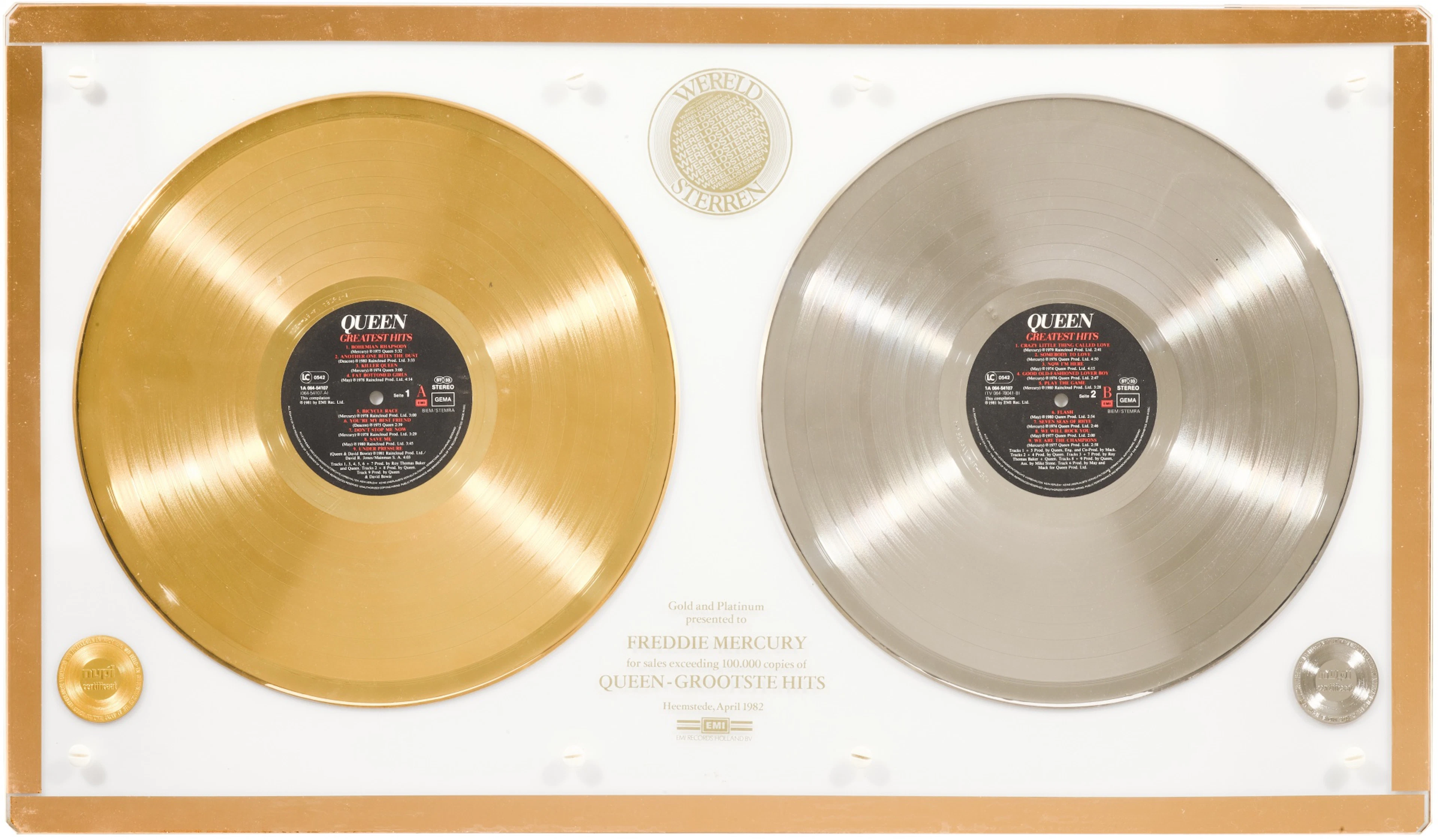 Queen – Freddie Mercury's Dutch sales awards