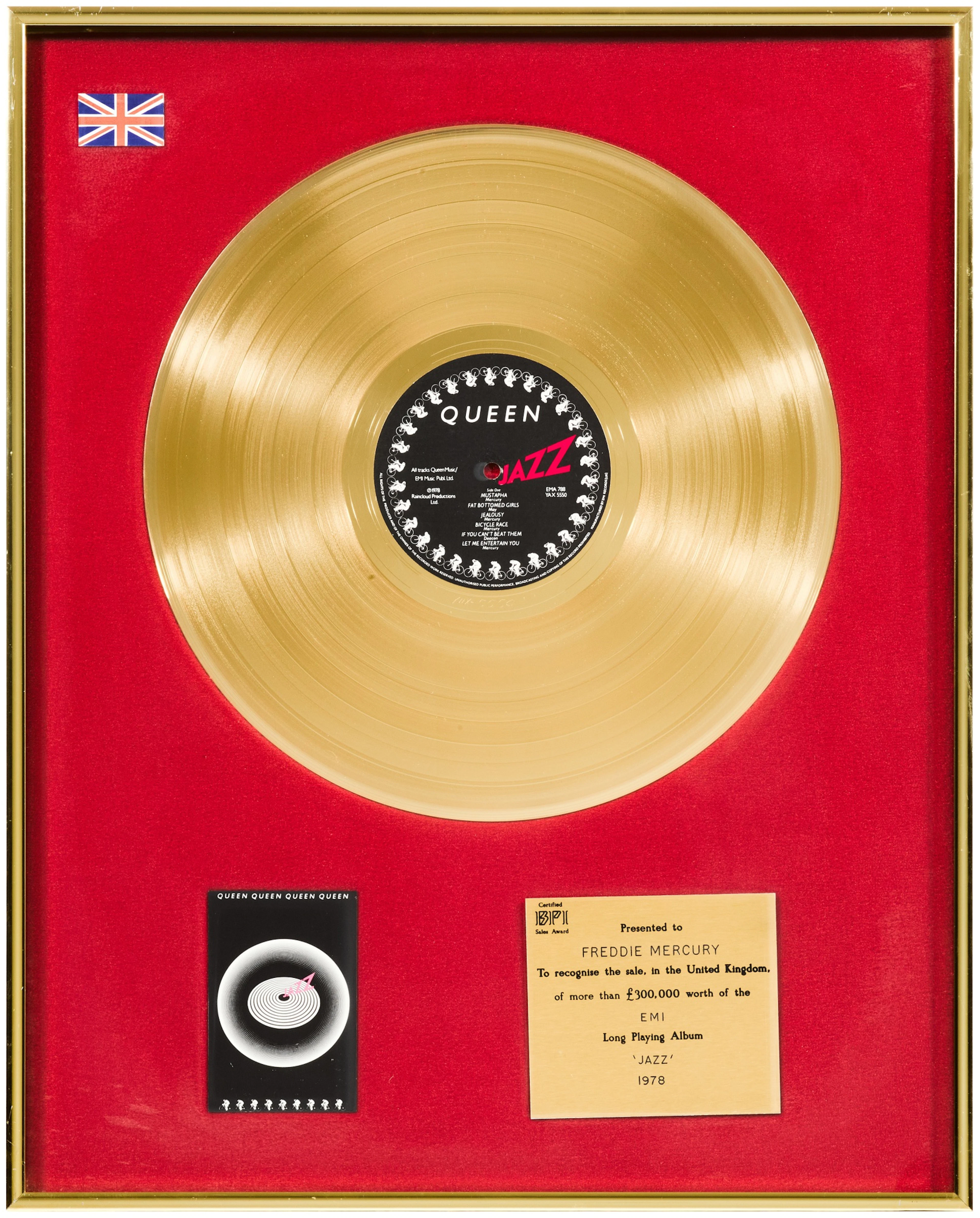 Queen – Freddie Mercury's BPI sales award for Jazz