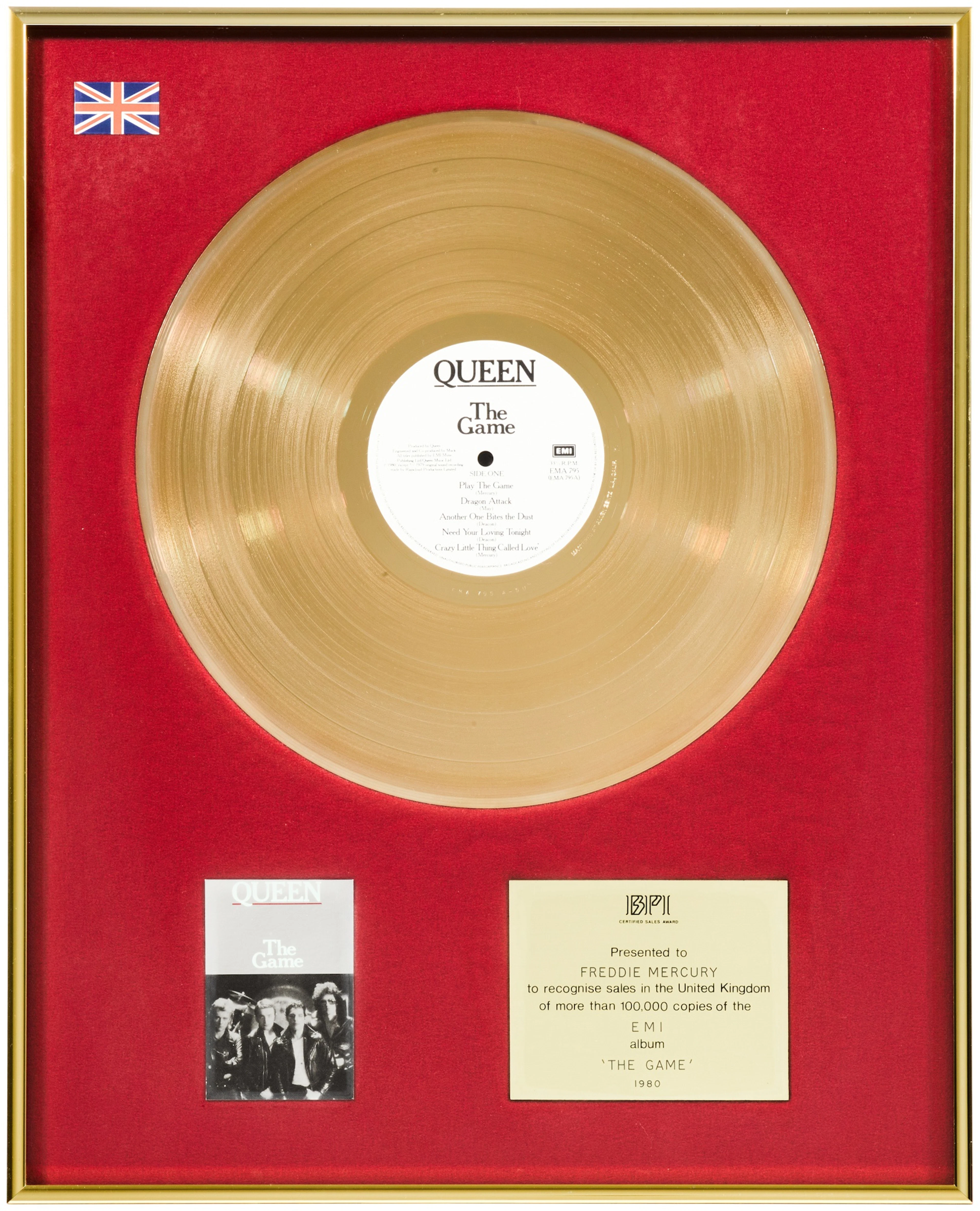Queen – Freddie Mercury’s BPI Sales Award For The Game