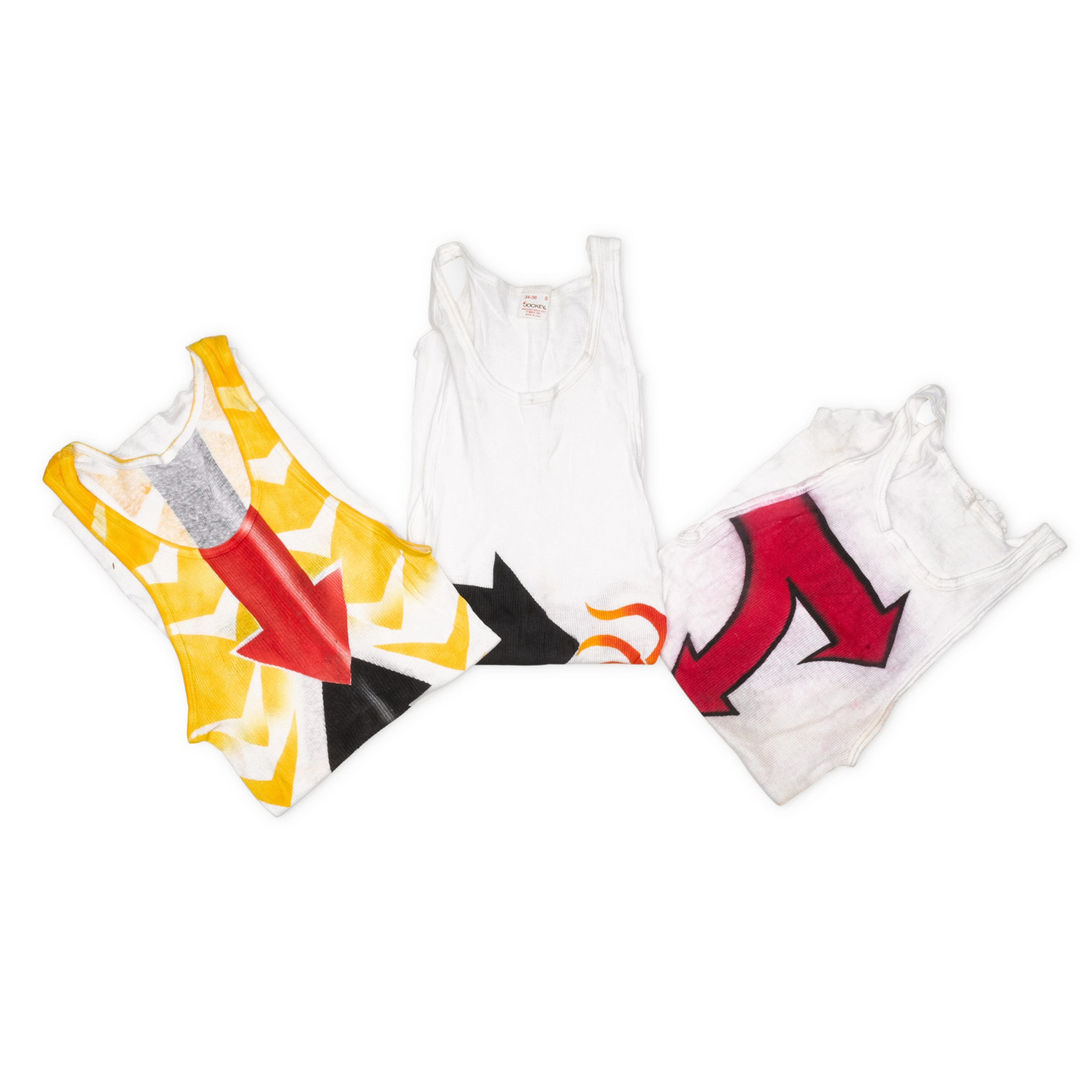 Freddie Mercury’s arrow vests & catsuit made for the Hot Space tour, 1982