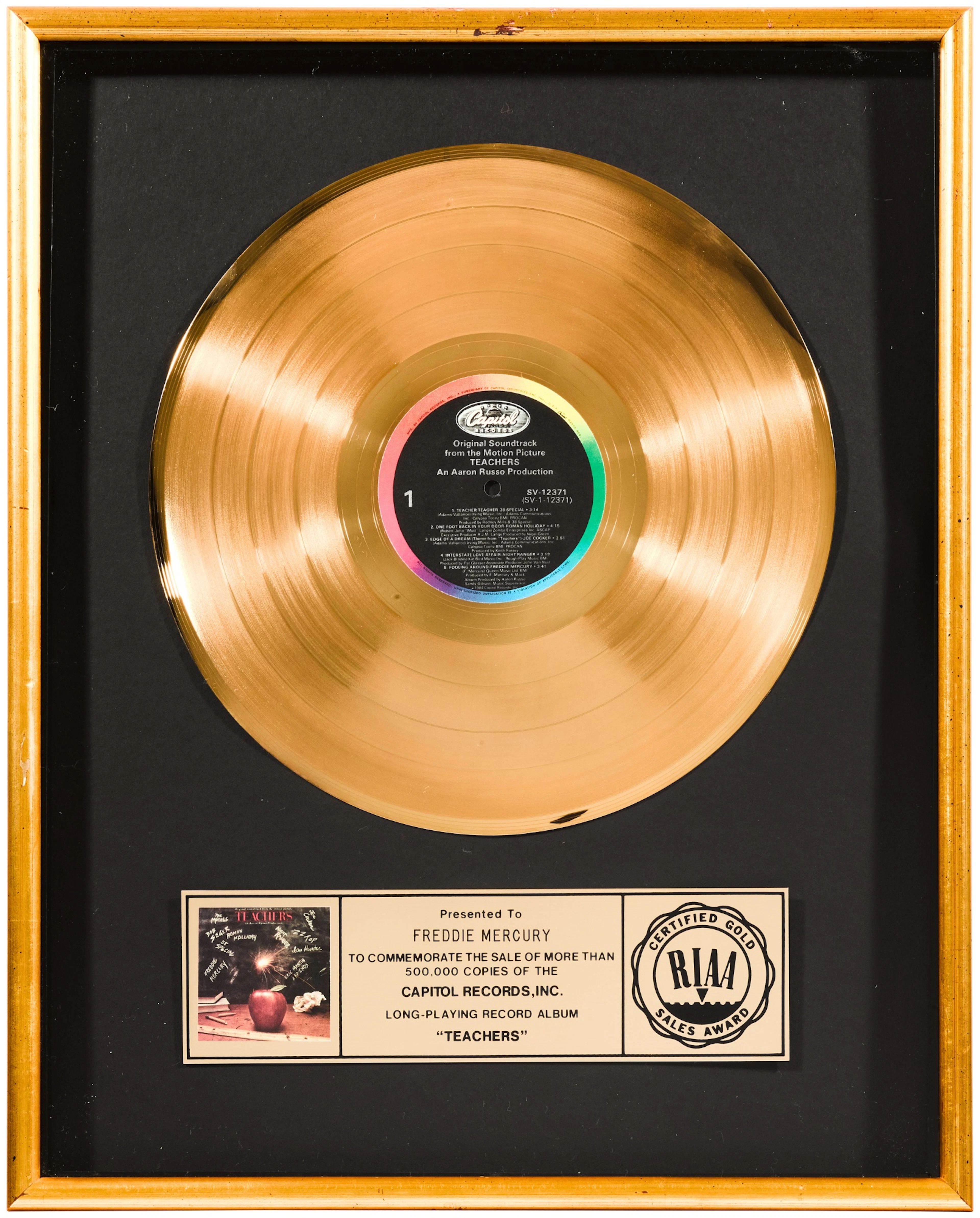 Freddie Mercury's RIAA sales award for 'Original...