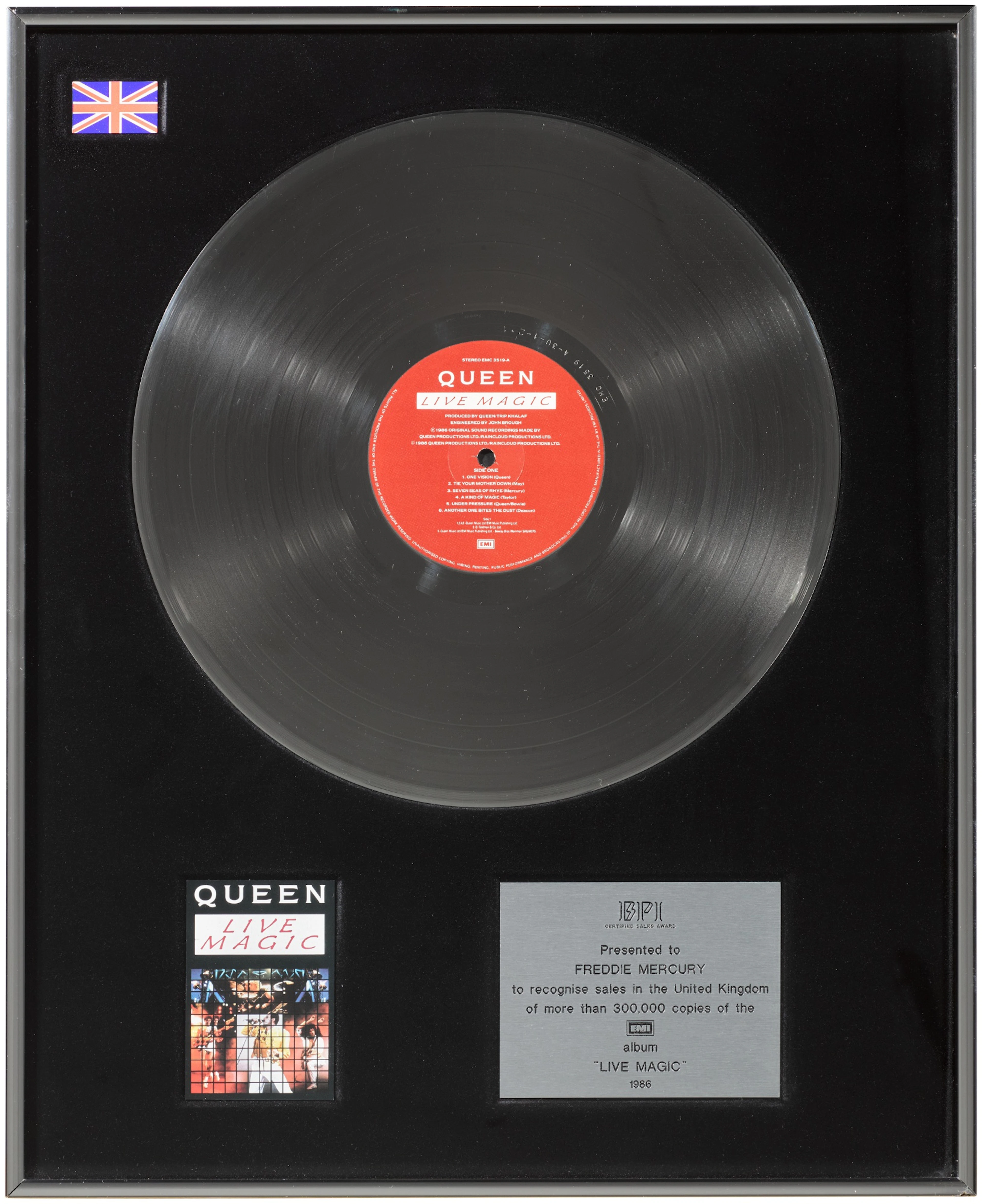 Queen – Freddie Mercury's BPI sales award for Live Magic
