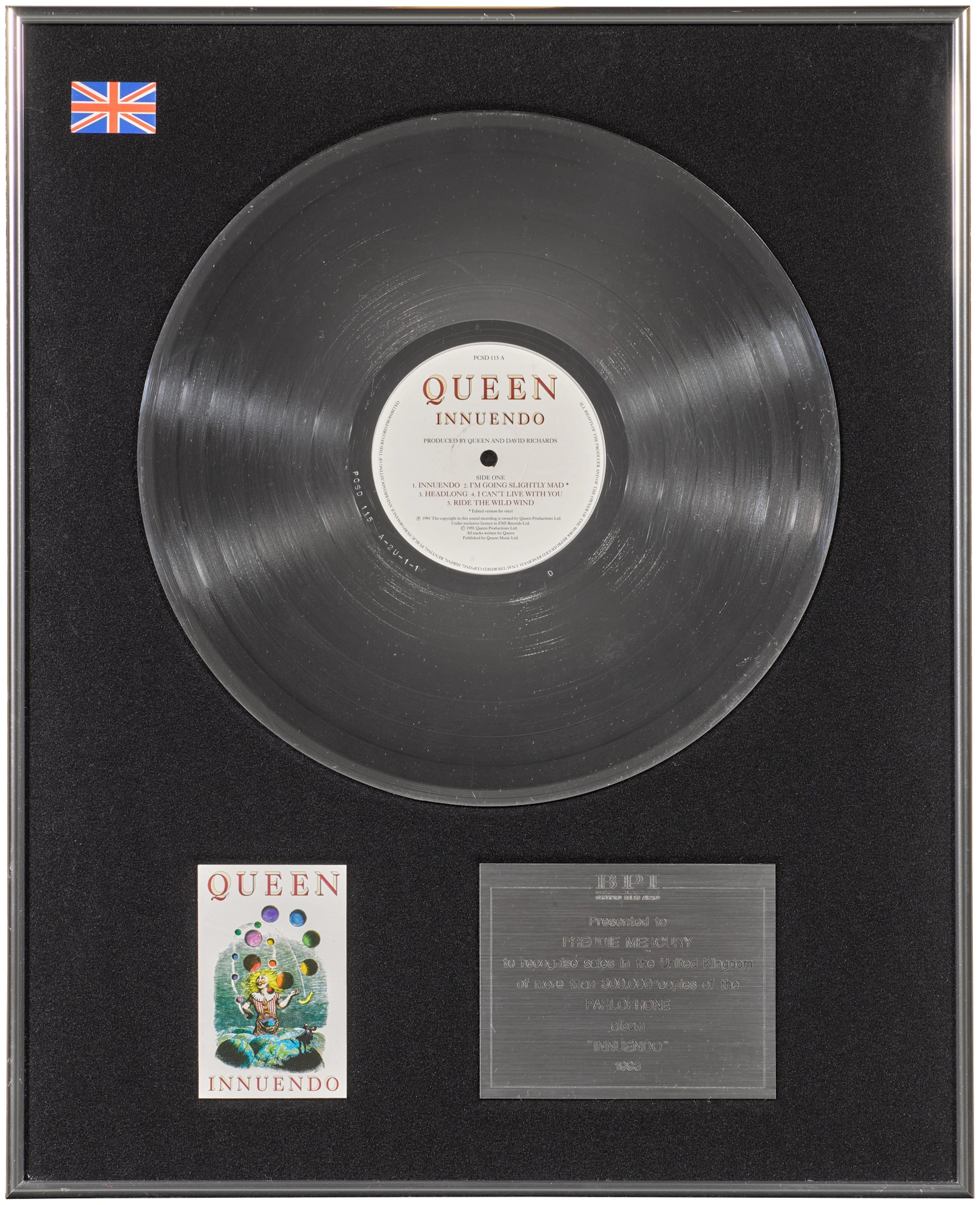 Queen - Freddie Mercury various sales awards for Innuendo