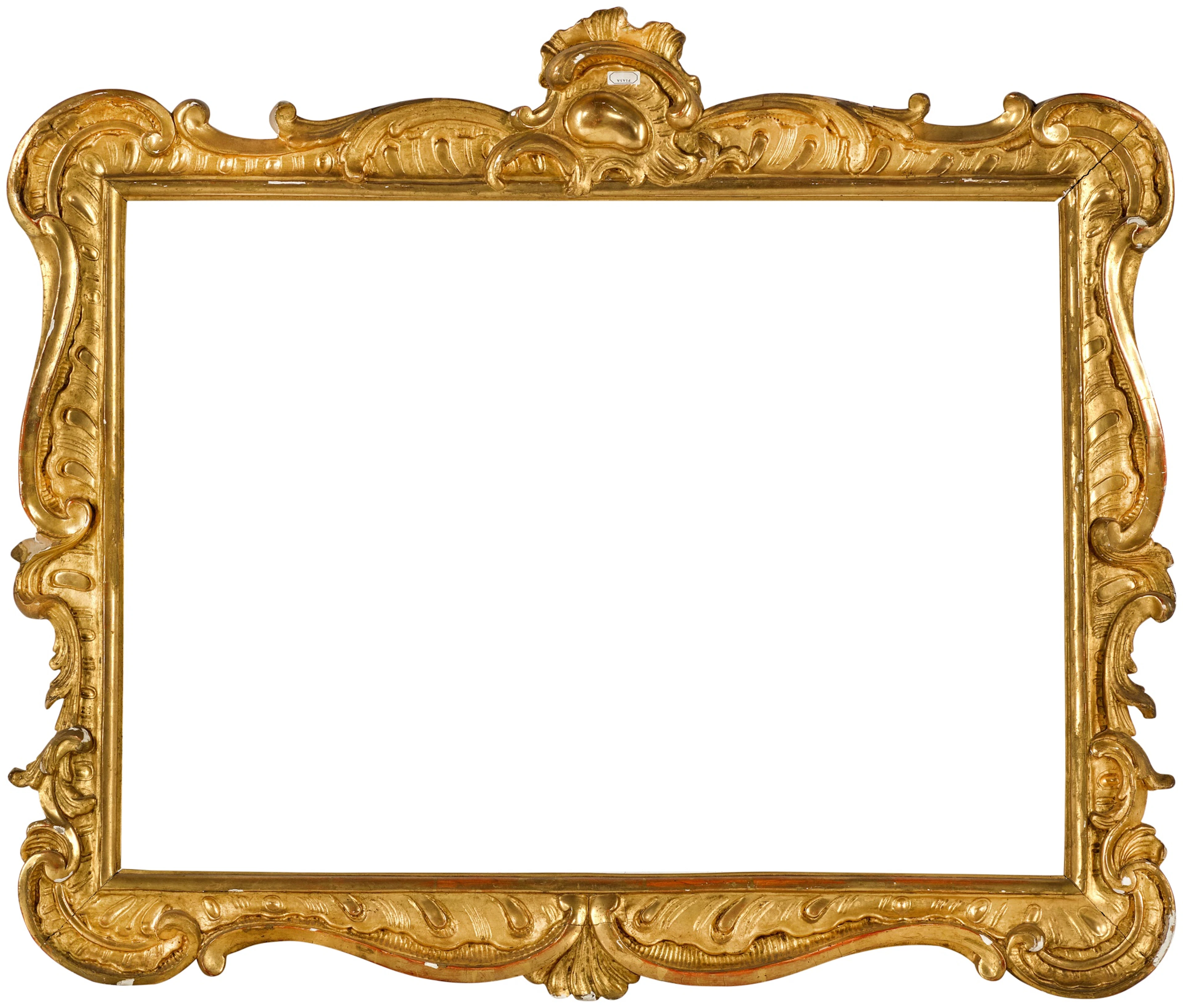 A Continental carved giltwood Rococo-style frame, probably 19th century