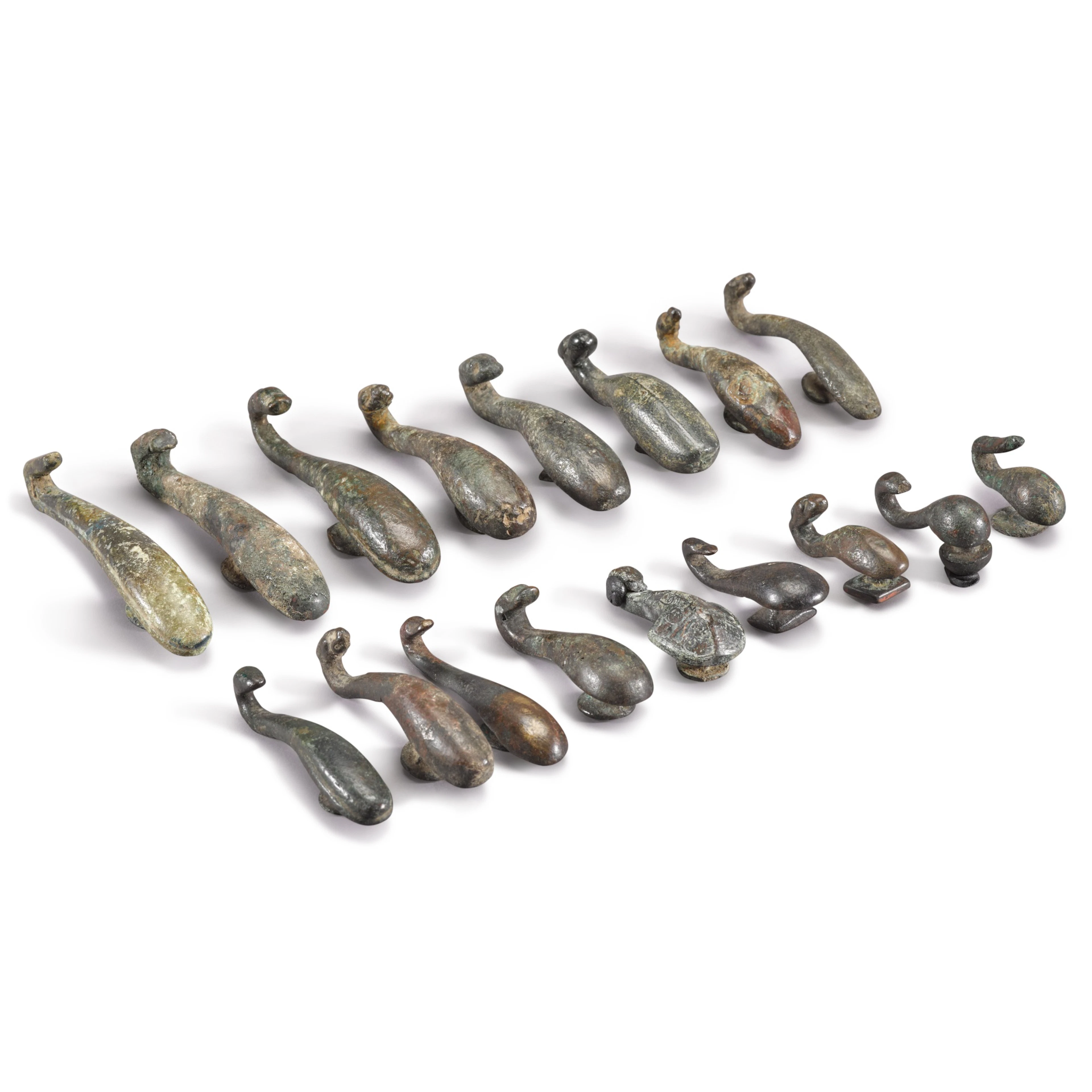A group of seventeen bronze belthooks