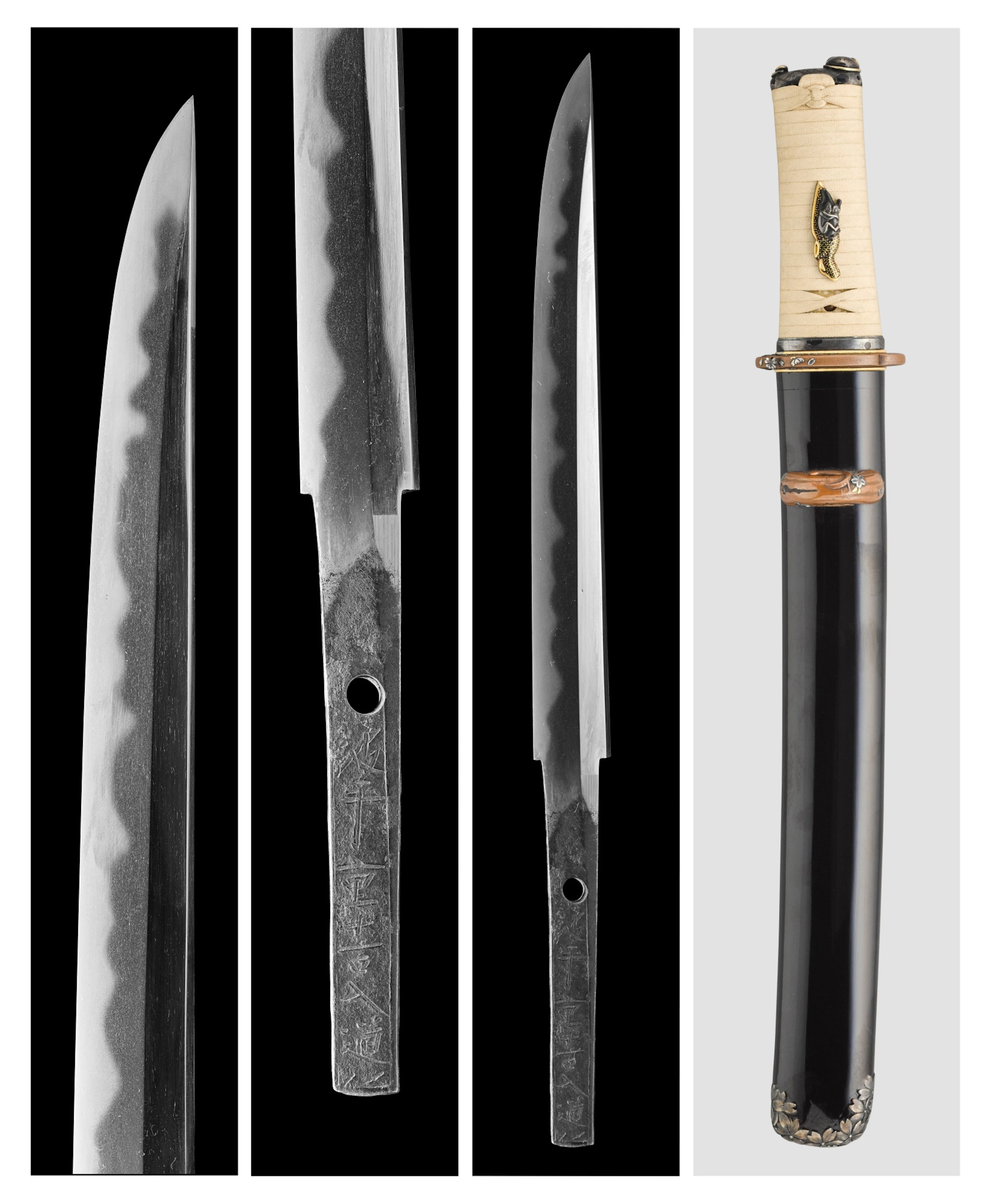 A Satsuma school tanto with shunga koshirae | Signed...