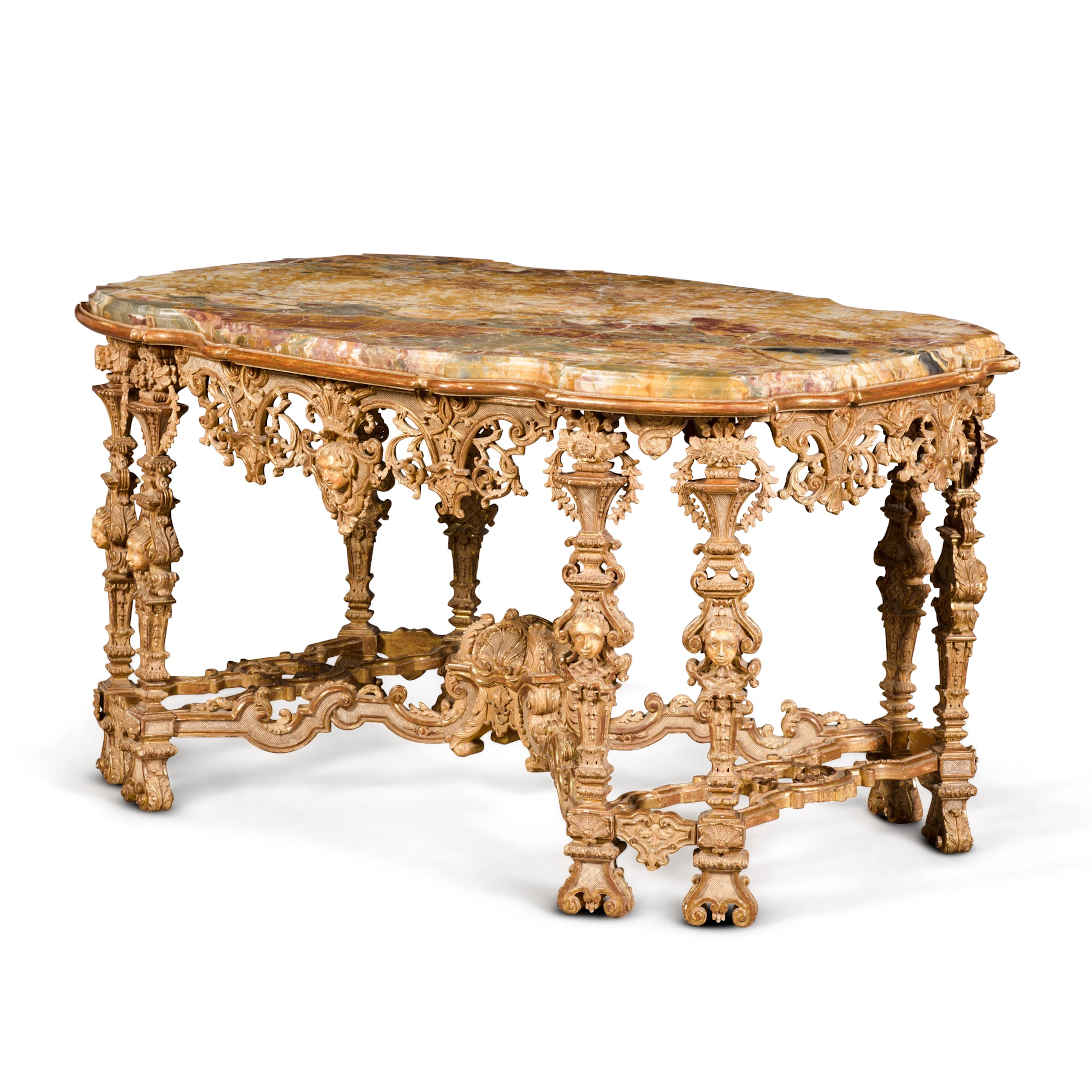 A French carved giltwood centre table, in the Régence manner, 20th century