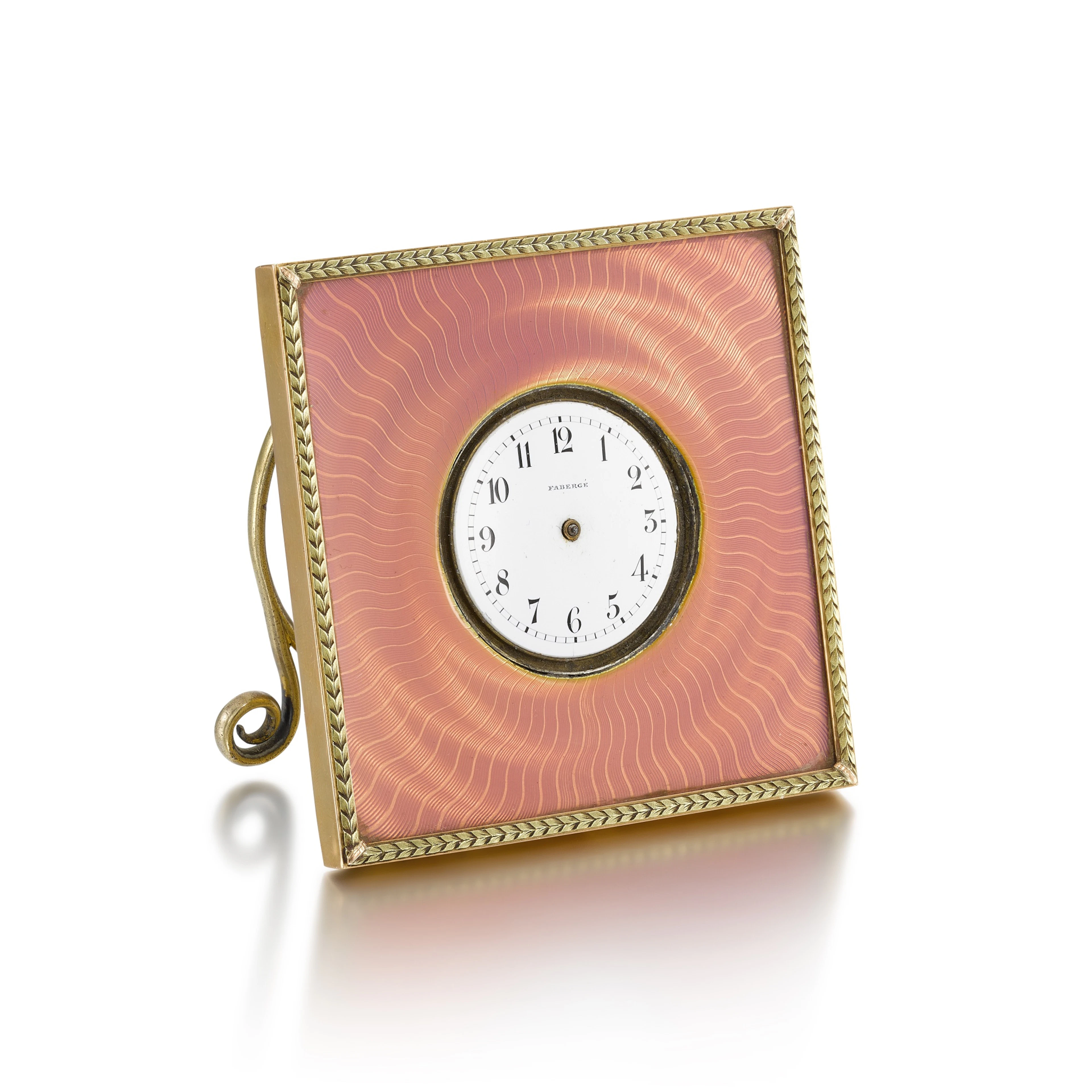 A Fabergé gold and silver-gilt and guilloché enamel clock