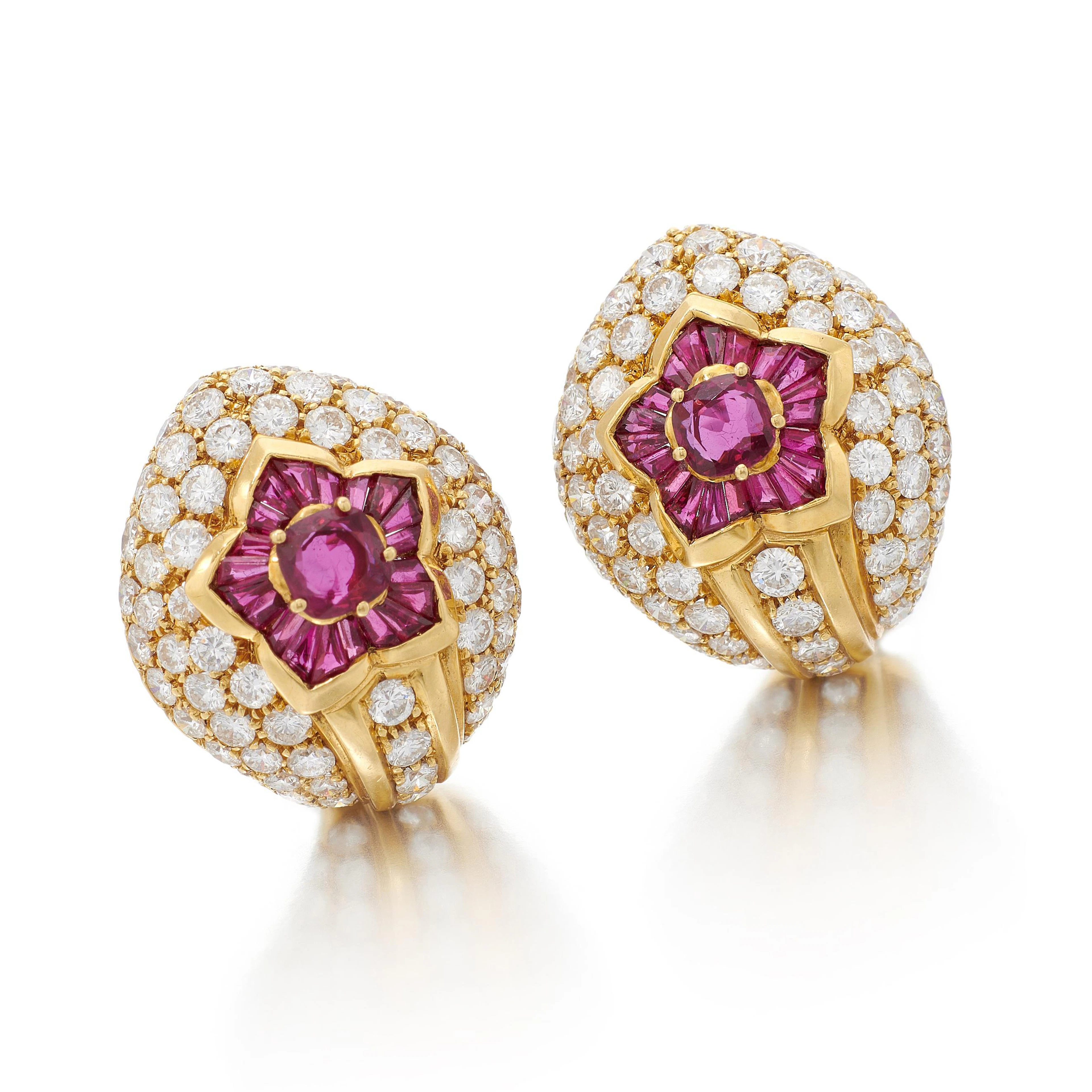 Faraone, Ruby and diamond ear clips ( Paio di orecchini in rubini e diamanti