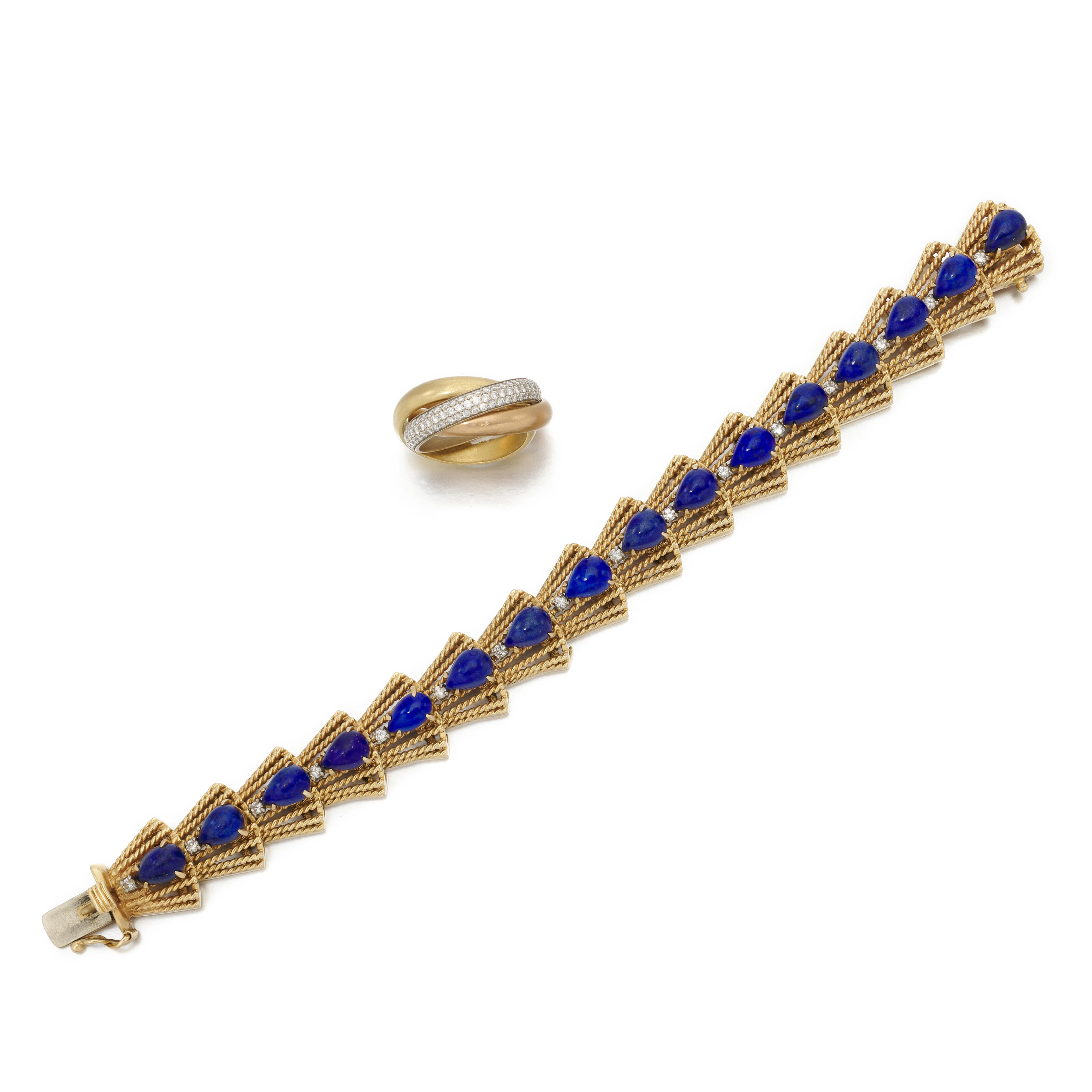 Cartier, Trinity diamond ring and Lapis lazuli bracelet...