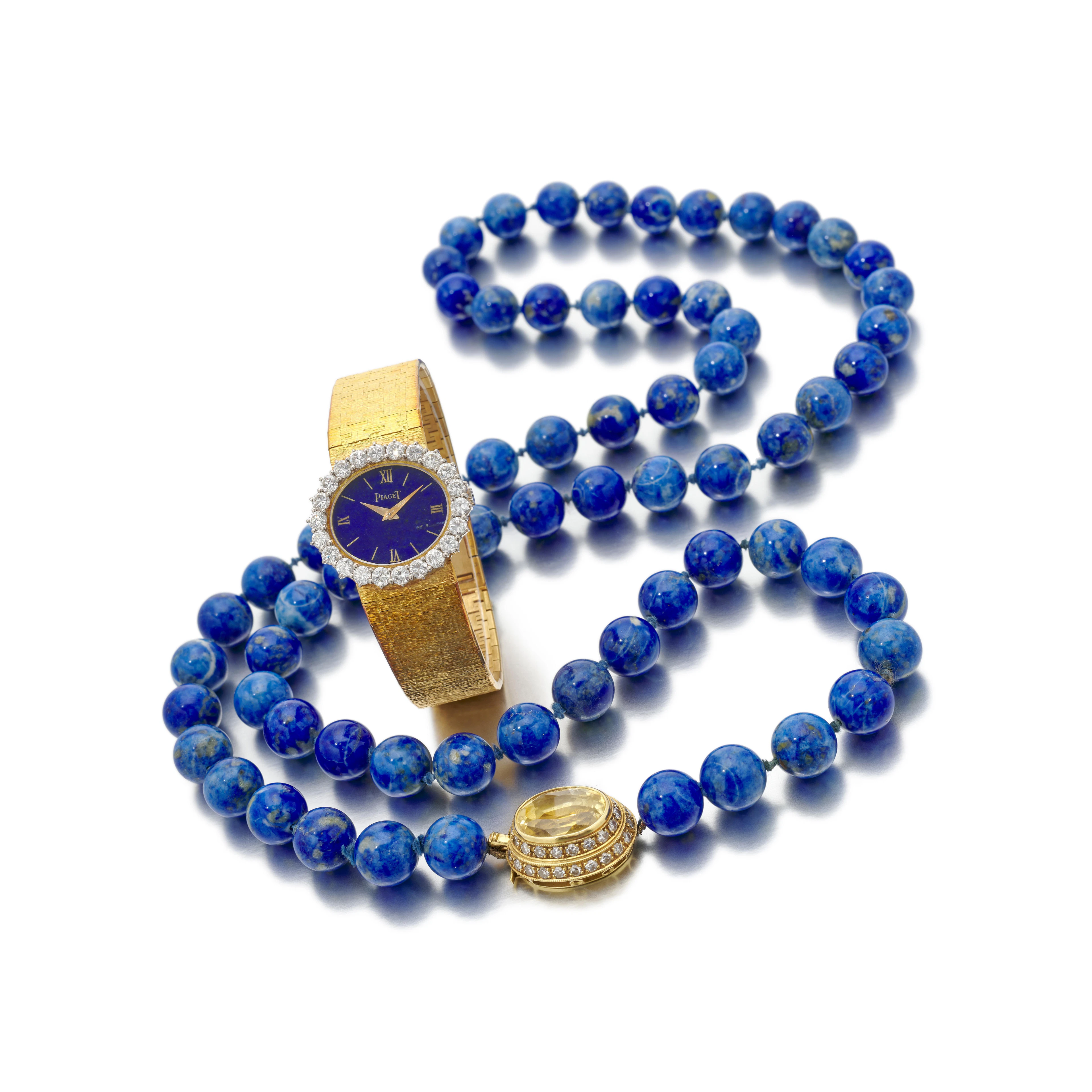 Yellow sapphire and lapis lazuli necklace