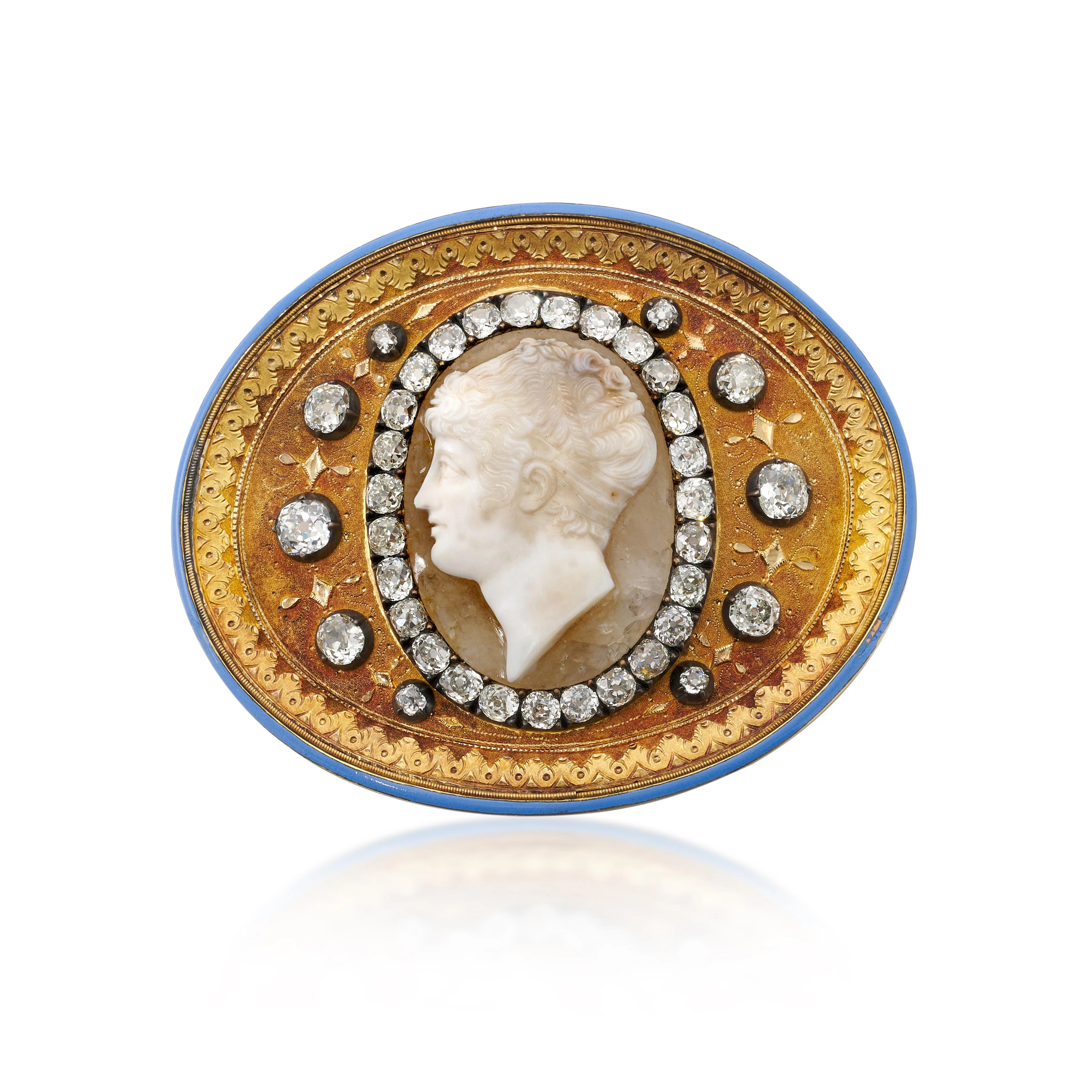 Enamel and diamond cammeo brooch (Spilla con cammeo in smalto e diamanti )