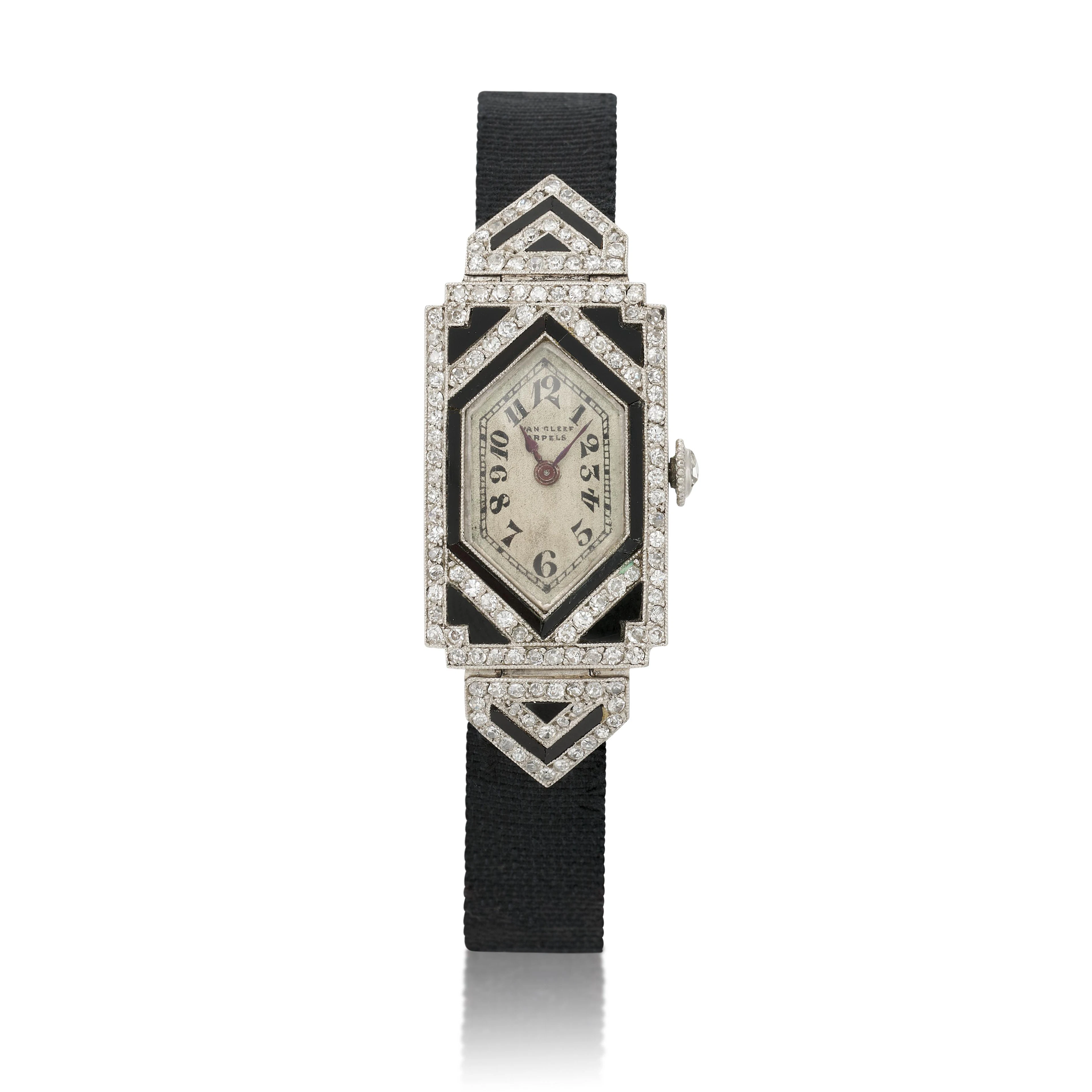 Orologio da polso in onice e diamanti VCA
