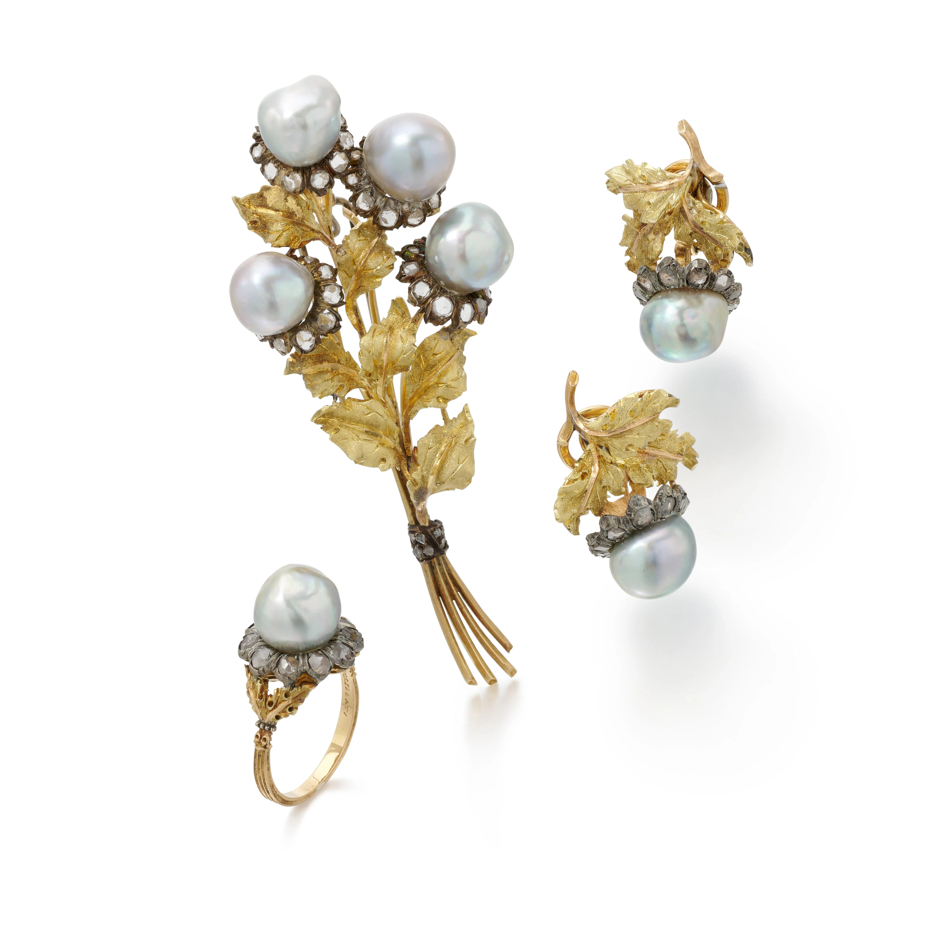 Buccellati |Cultured pearl and diamond brooch