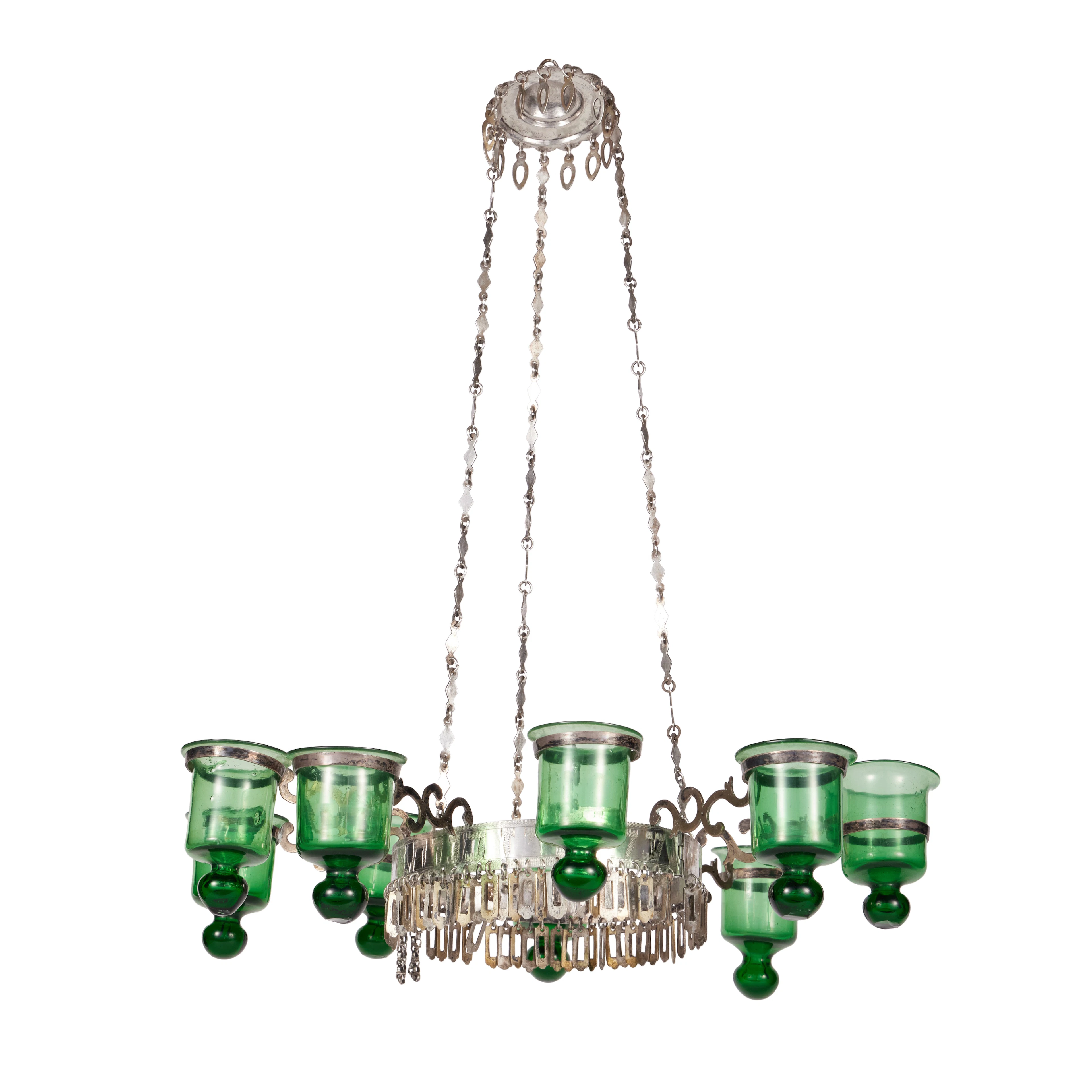 A North African Silver Hanging Sabbath Lamp, early 20th century