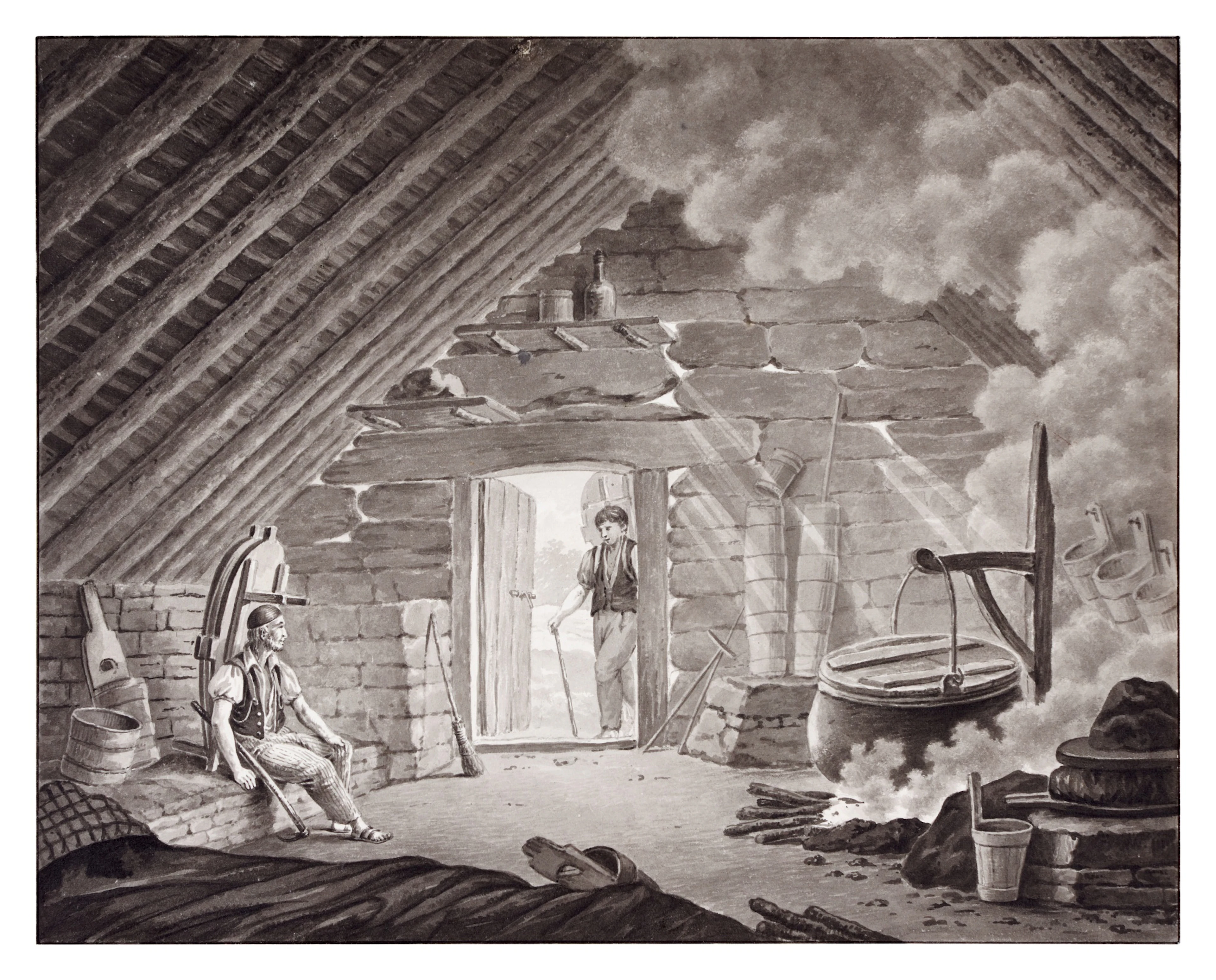 Interior of a chalet on the Furka mountai