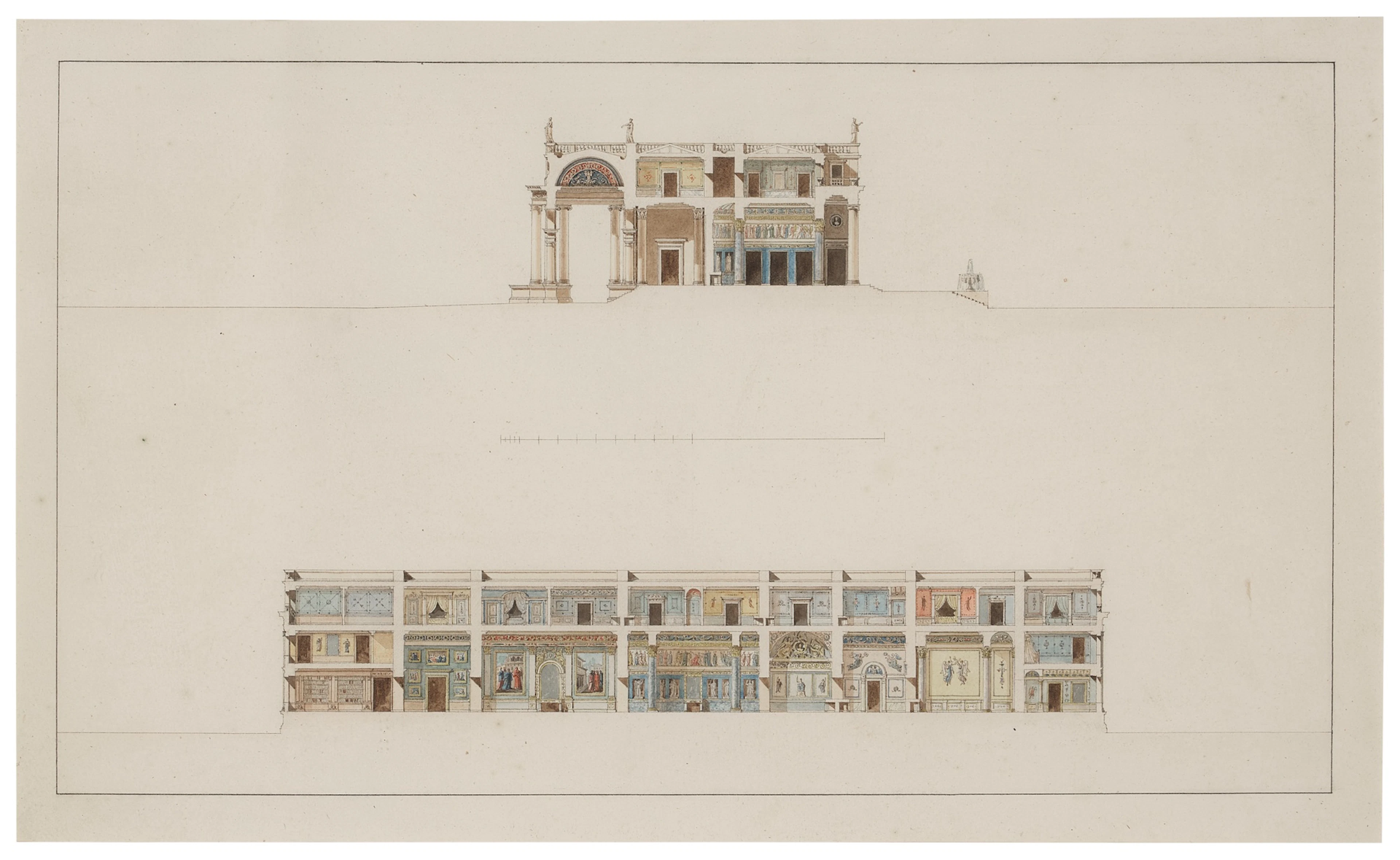 Design for the section of a palace, possibly for the Roi de Rome