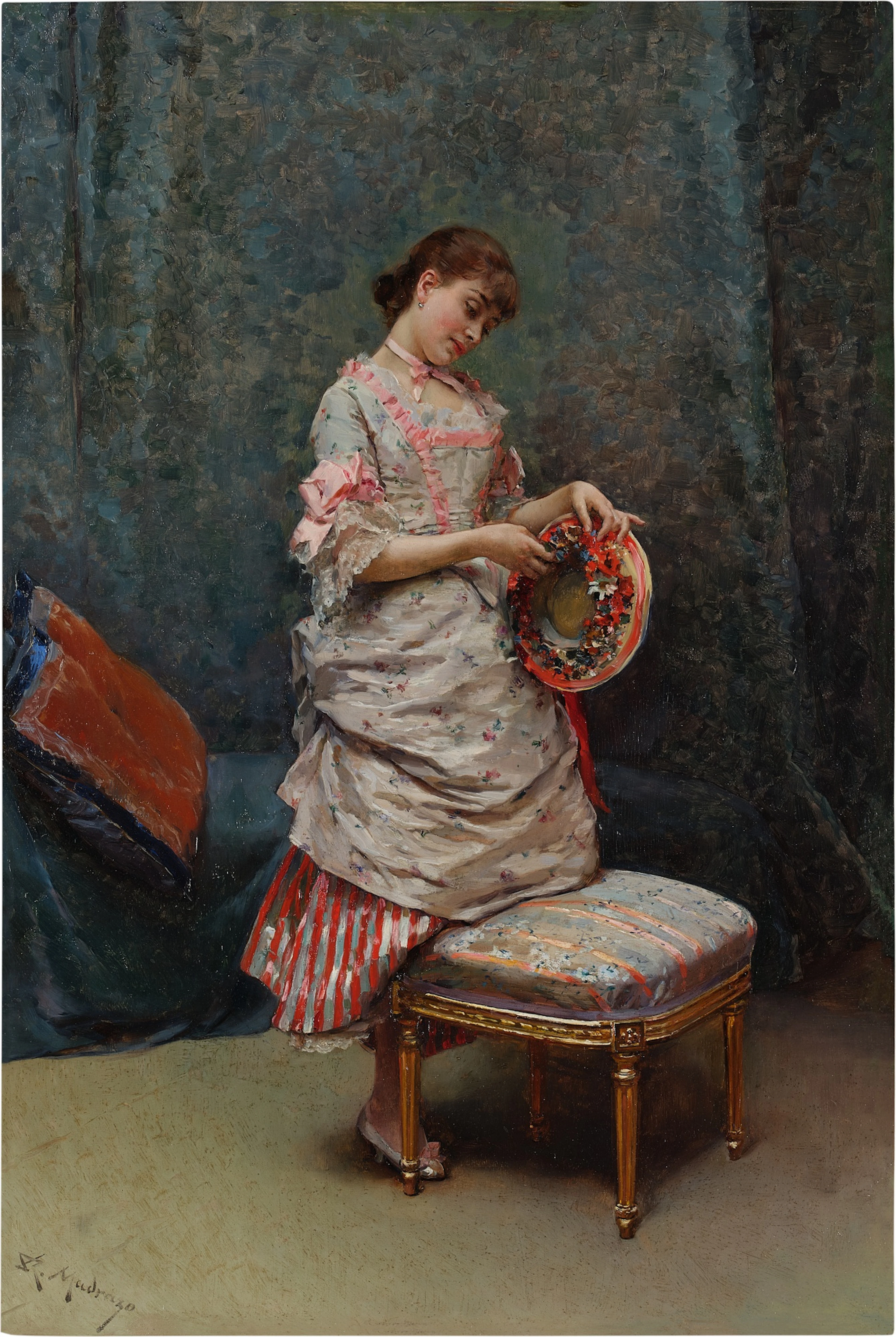 Aline Holding a Hat (Aline sosteniendo un sombrero)