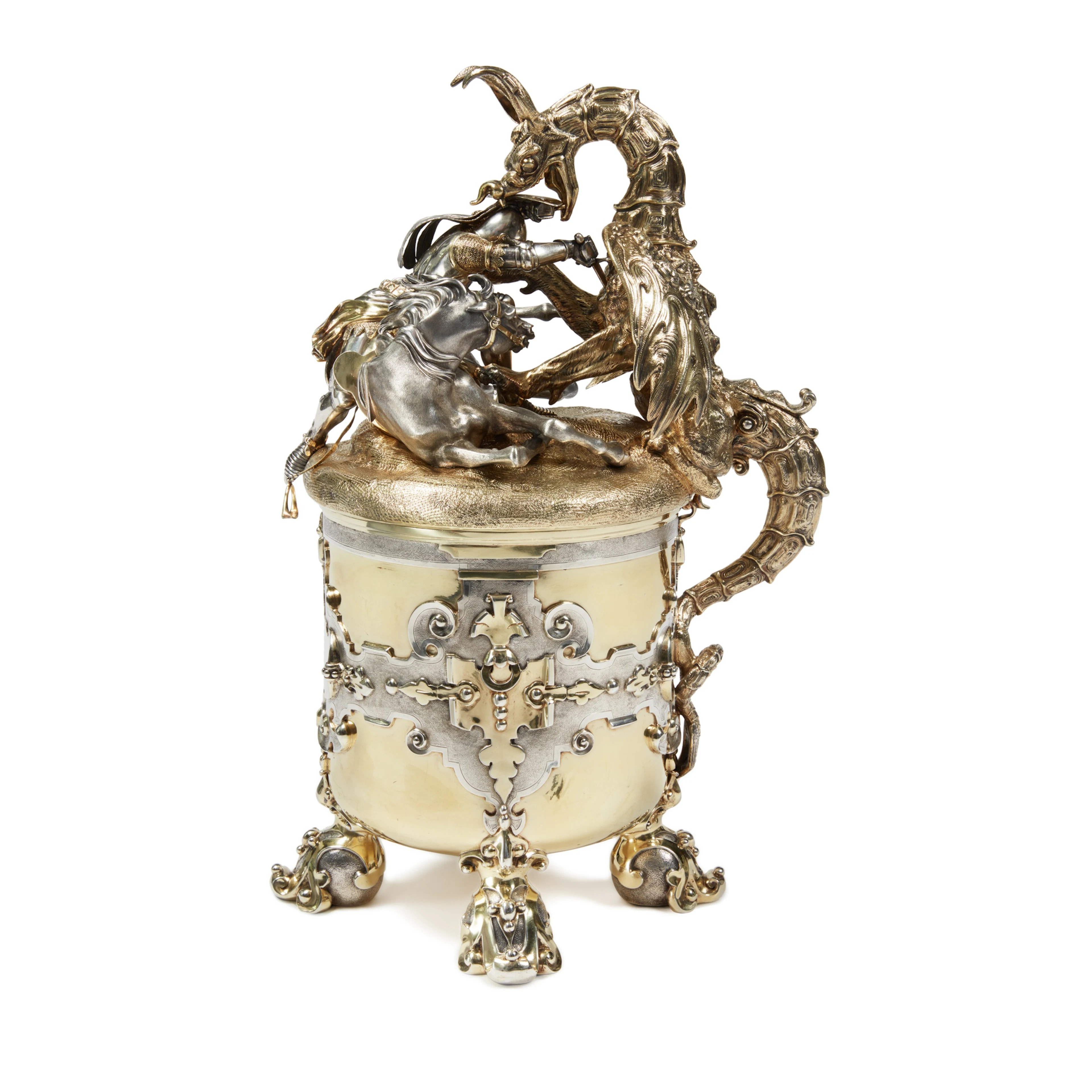 A Massive Victorian Parcel-Gilt Silver Tankard