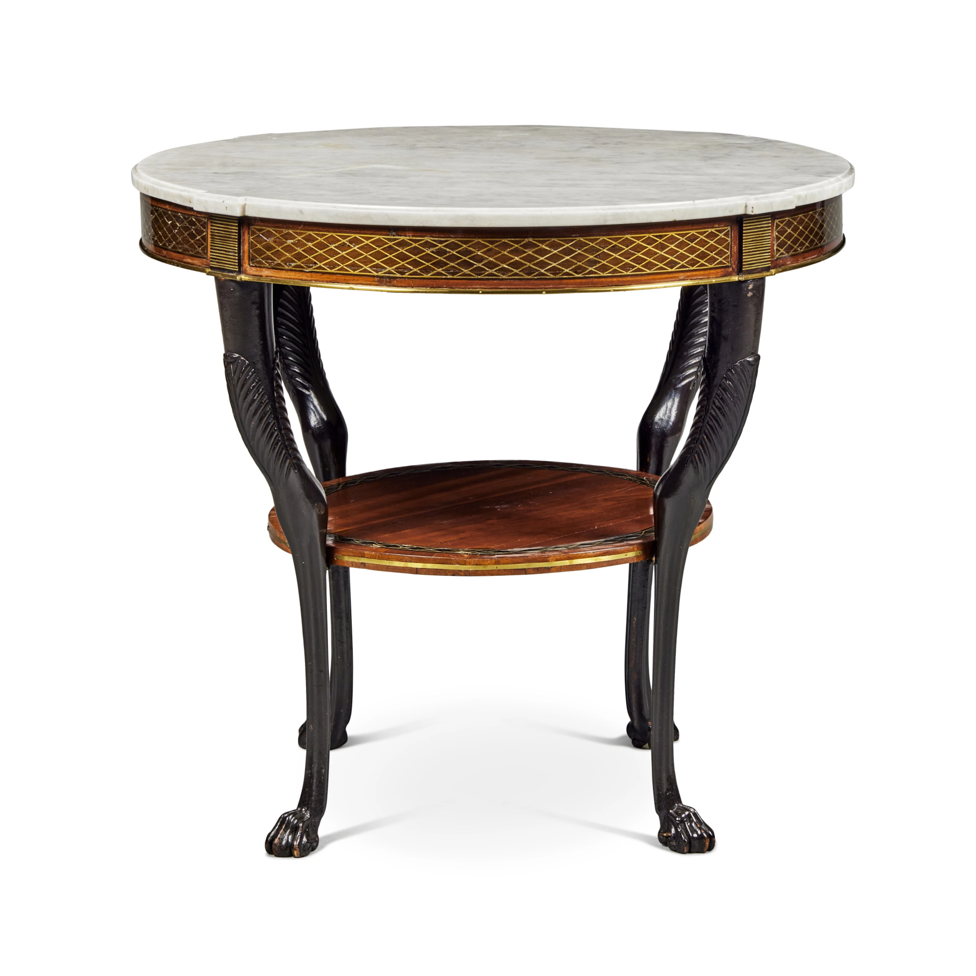 A Belgian Neoclassical Brass Inlaid Ebonized