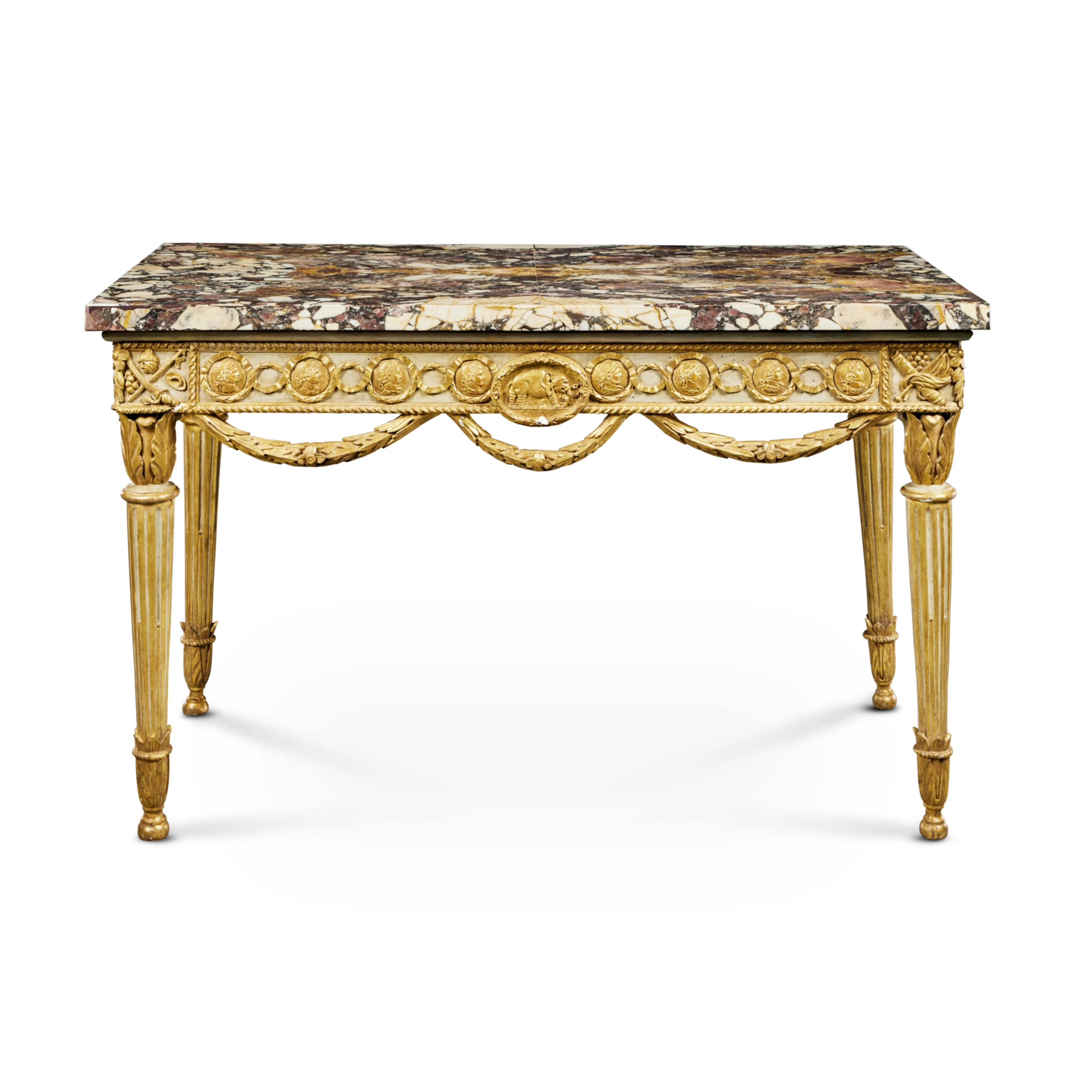 An Italian Neoclassical Giltwood Console Table, last Quarter 18th Century