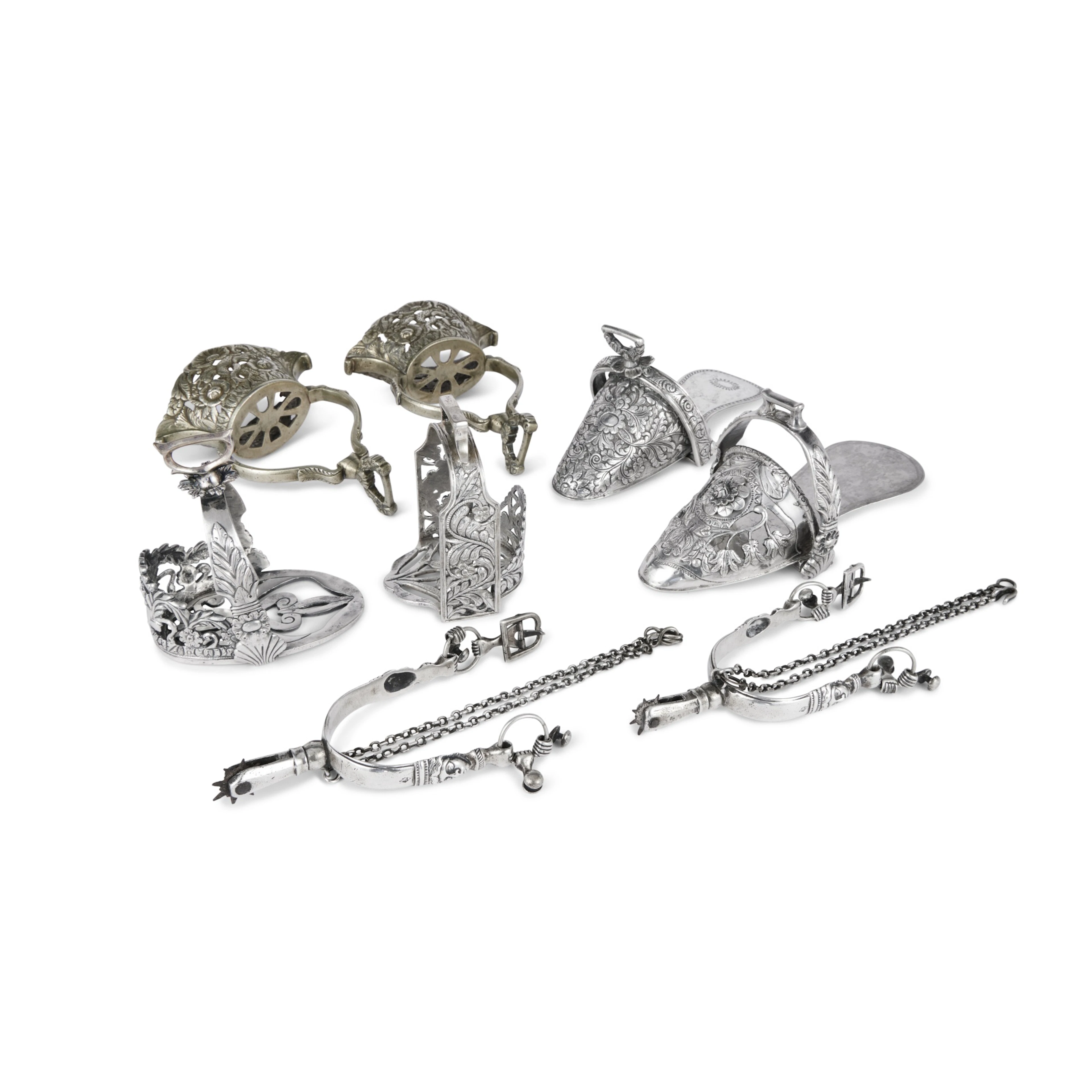 A Group of South American Silver Riding Equipment