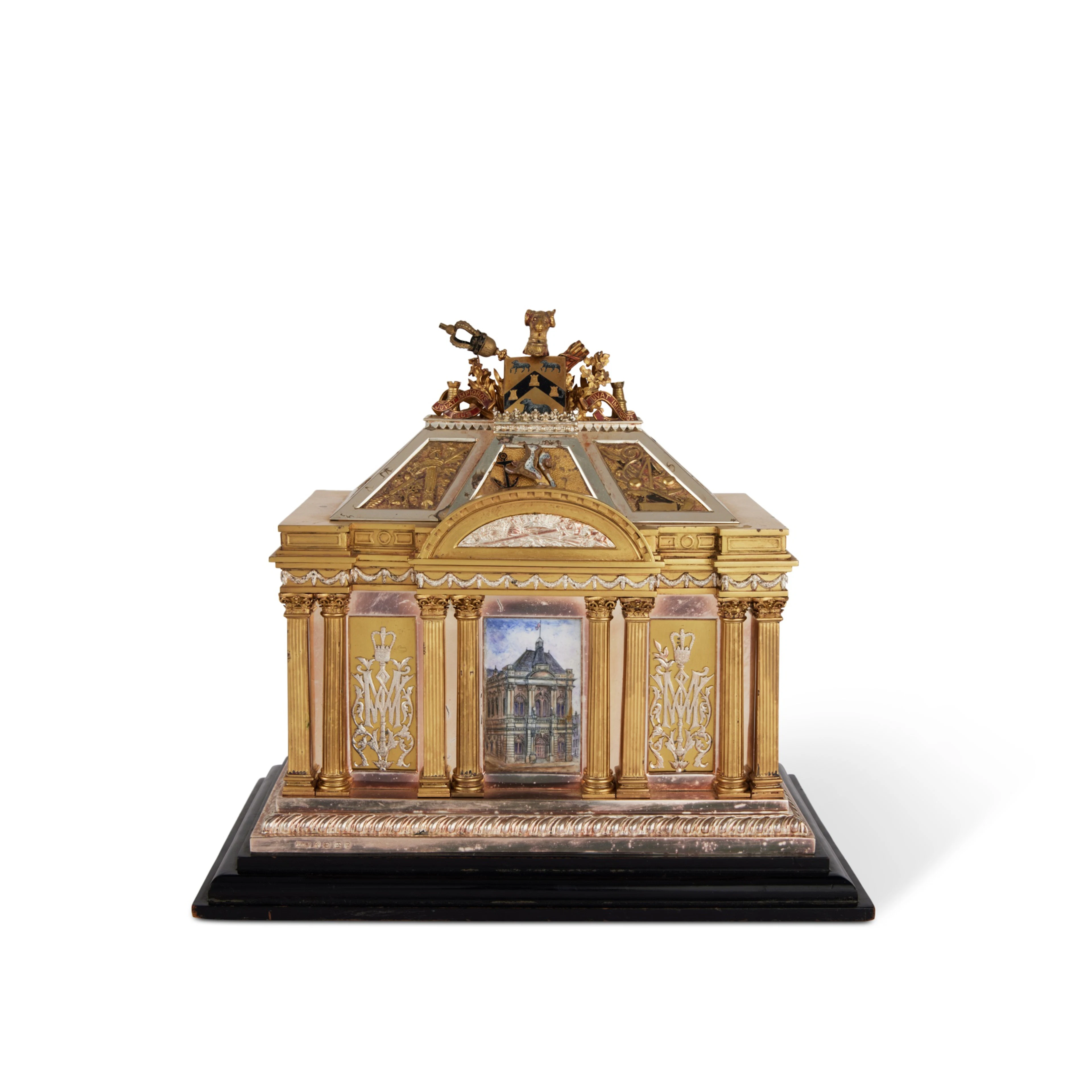 A Victorian Parcel-Gilt Silver and Enamel Freedom Casket