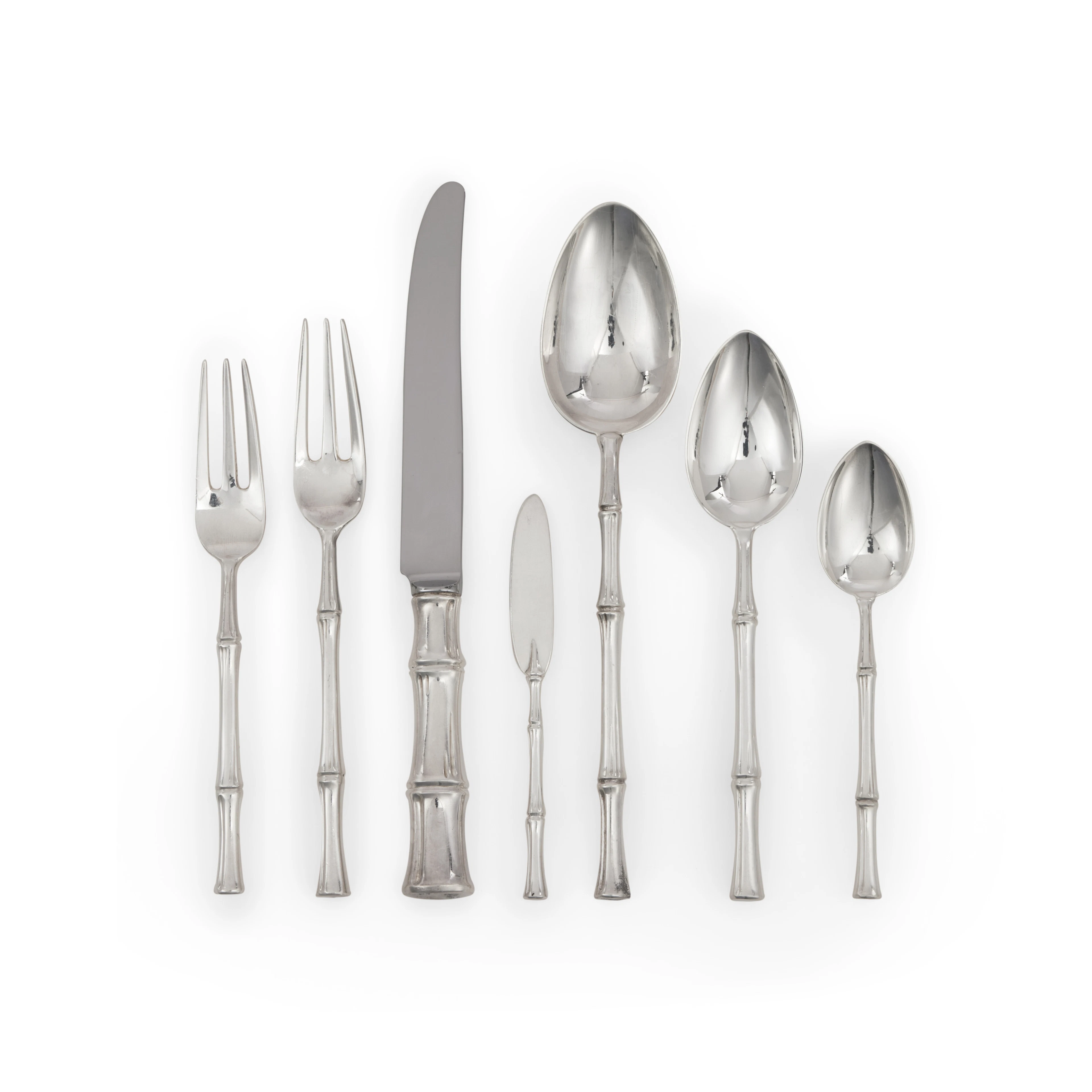 An American Silver Bamboo Pattern Flatware Service
