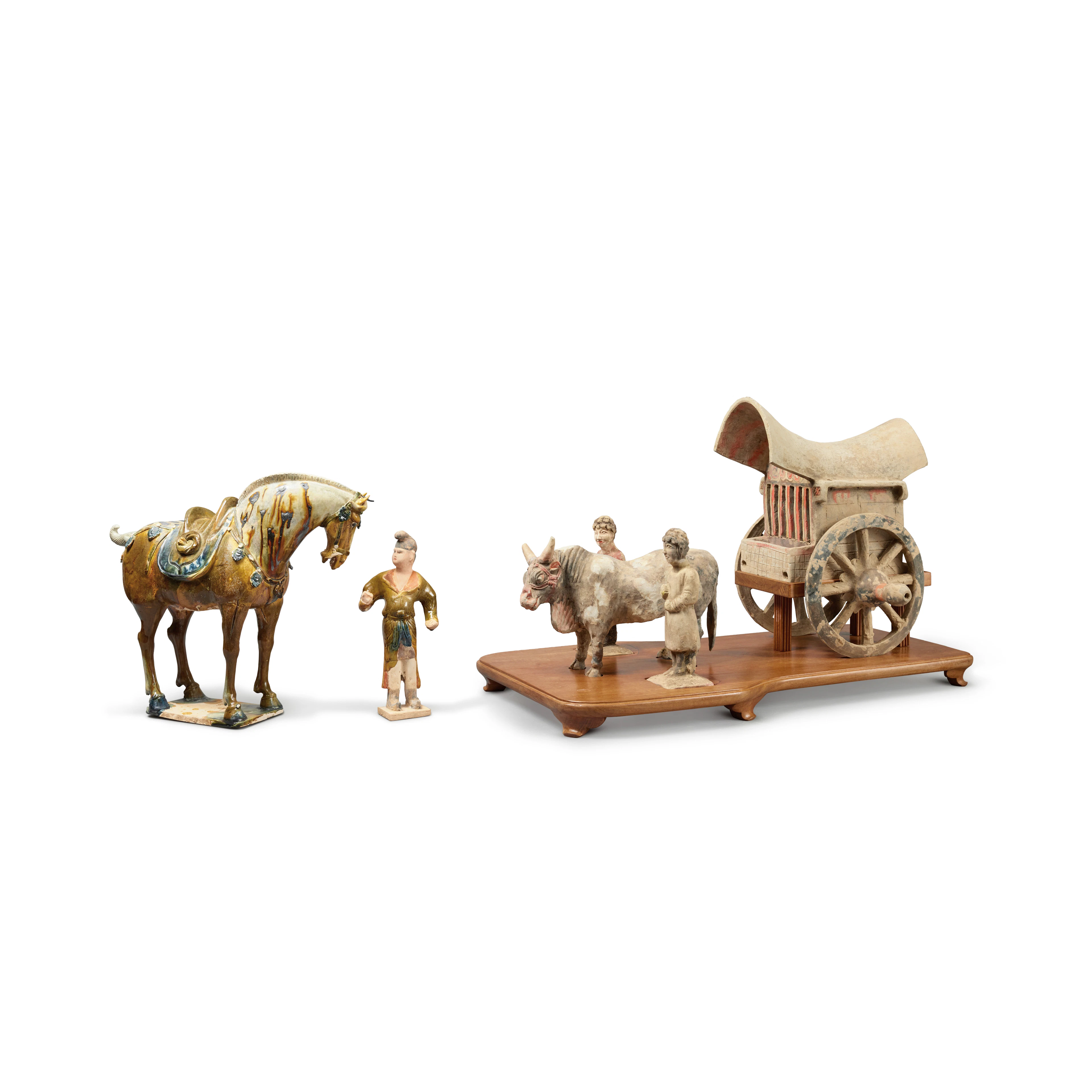 Two sets of pottery figures and animals | 陶俑兩套