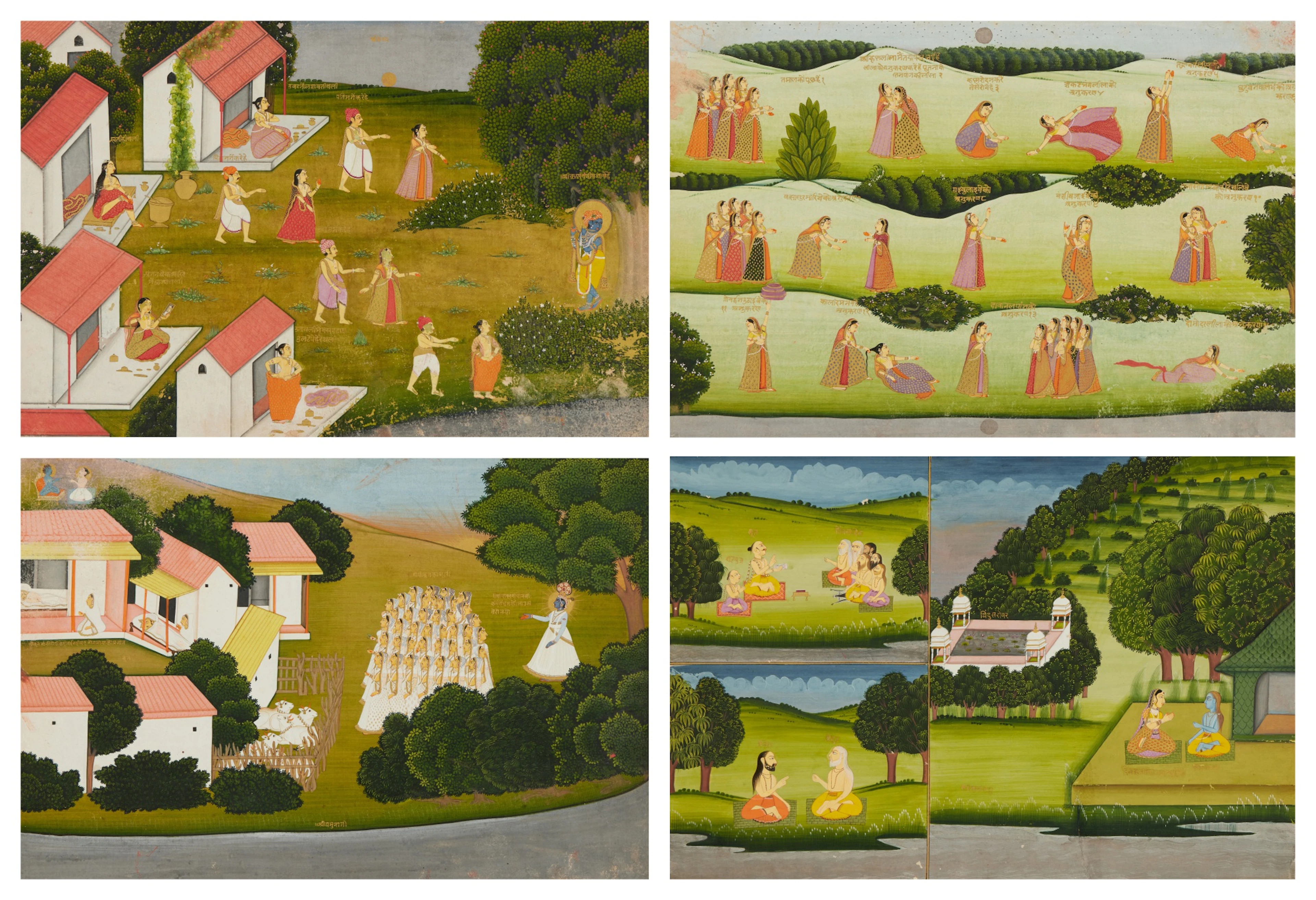 A set of four illustrations to the Bhagavata Purana