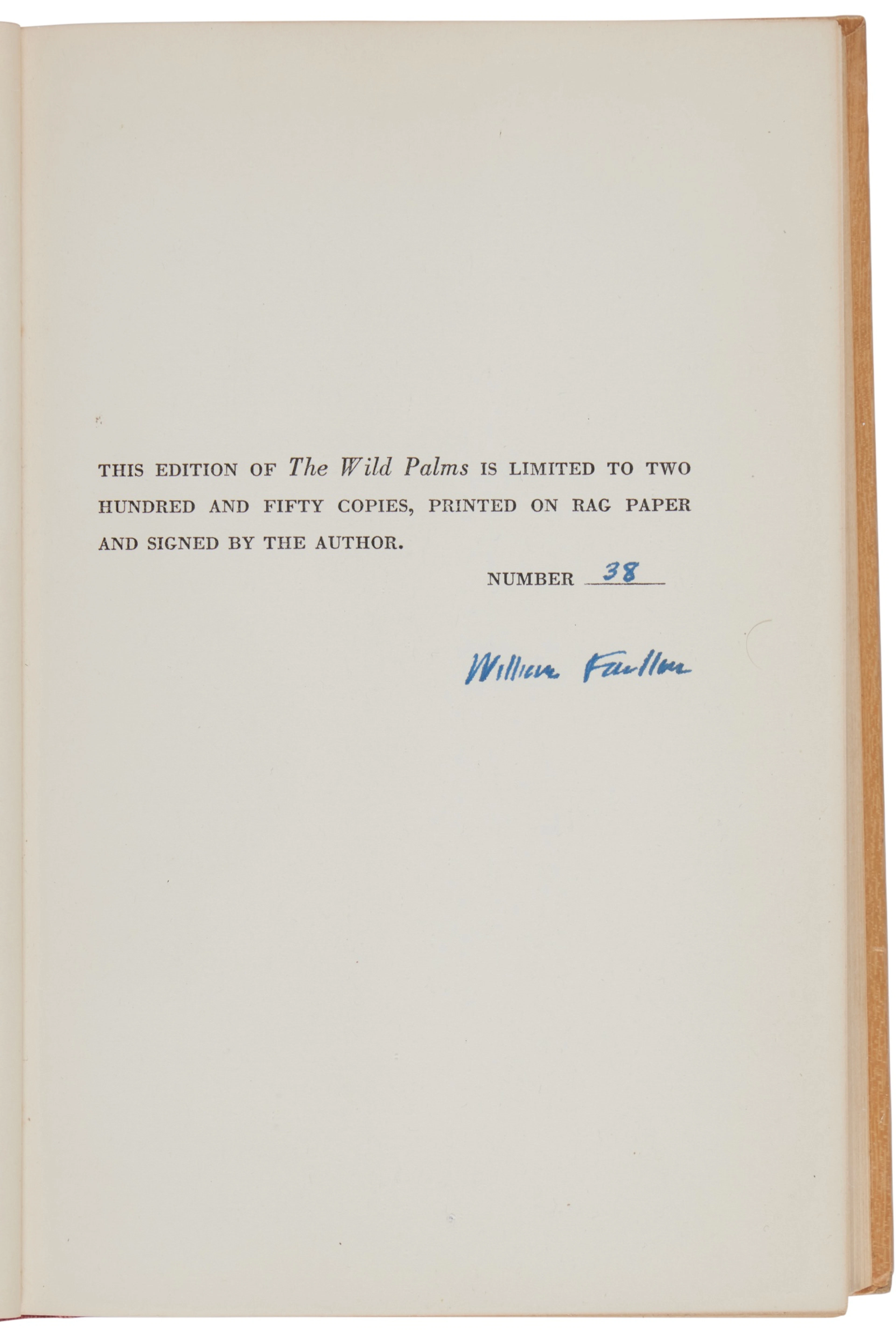 Faulkner, William | The Wild Palms, signed limited editio