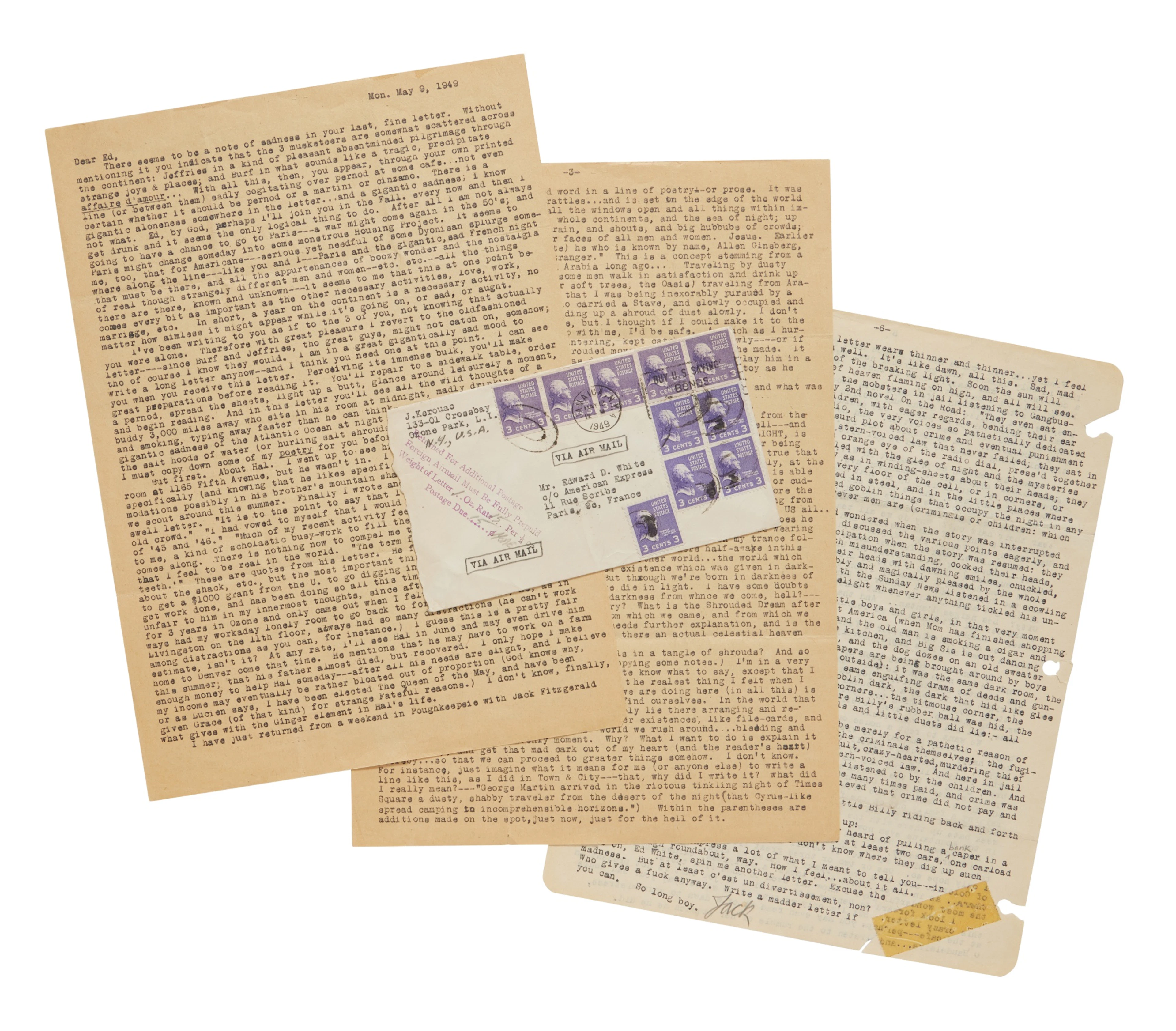 Kerouac, Jack | Typed letter signed to Ed White