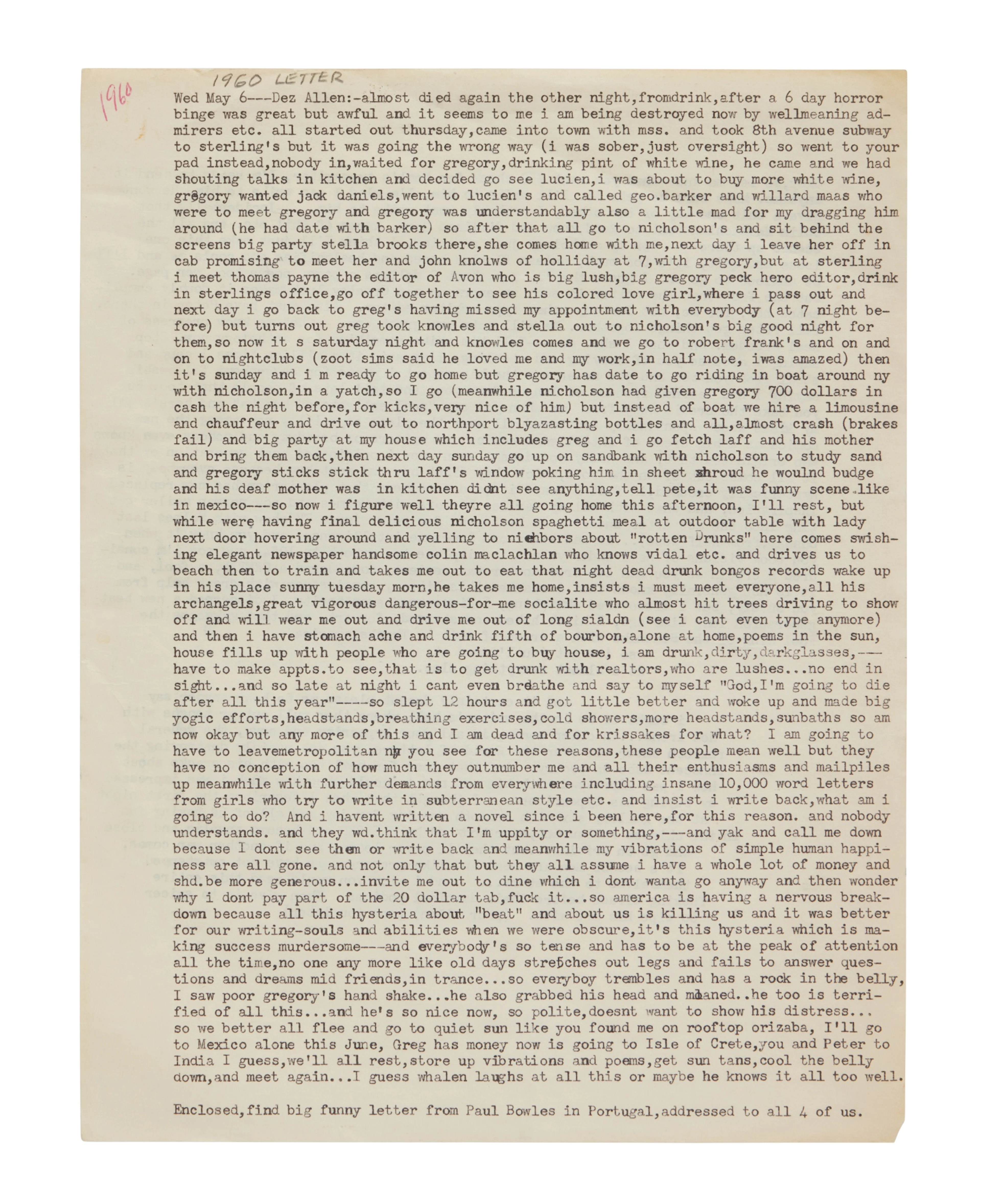Kerouac, Jack | Typed letter to Allen Ginsberg; "God