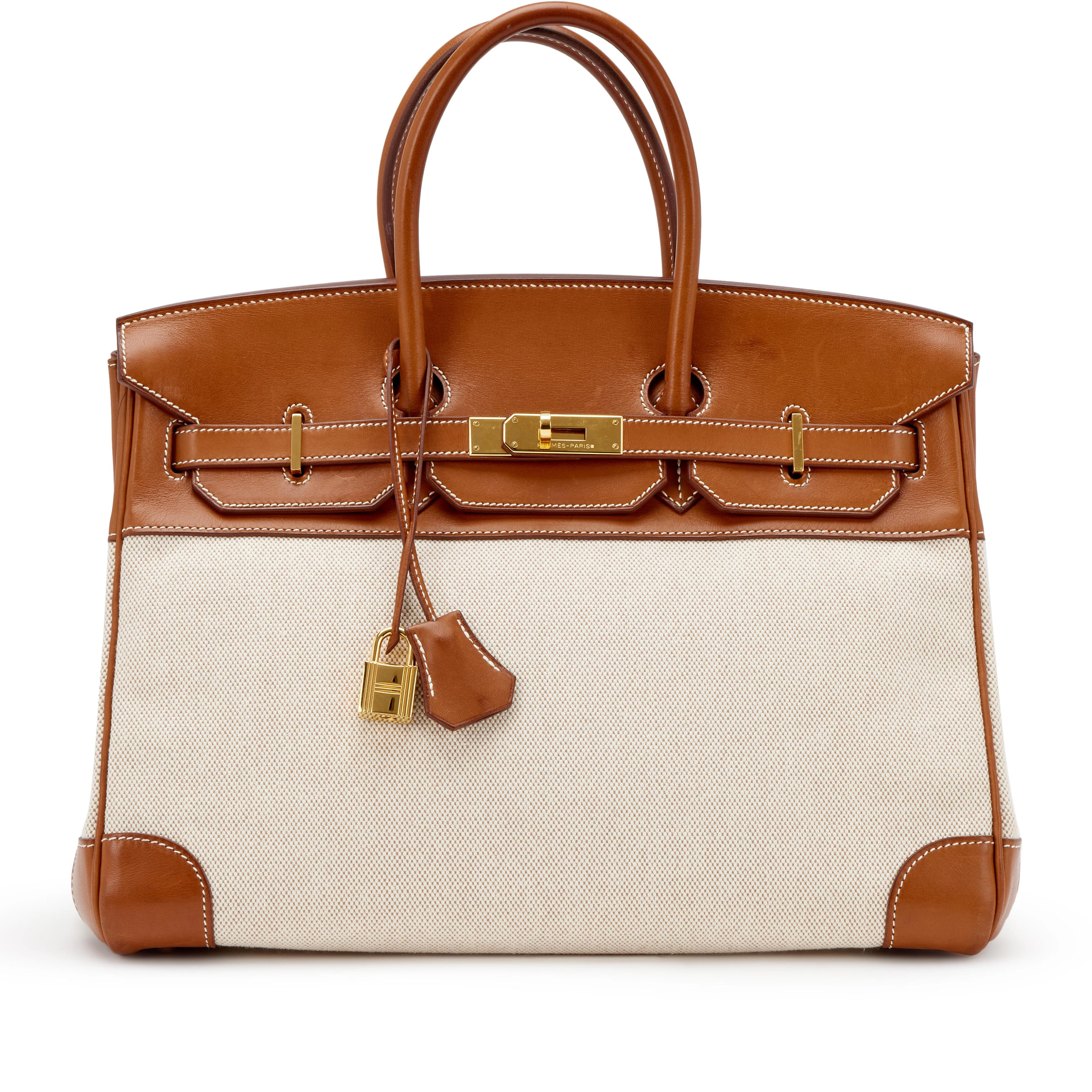 Fauve Barenia and Ecru Toile Birkin 35 Gold Hardware, 2009