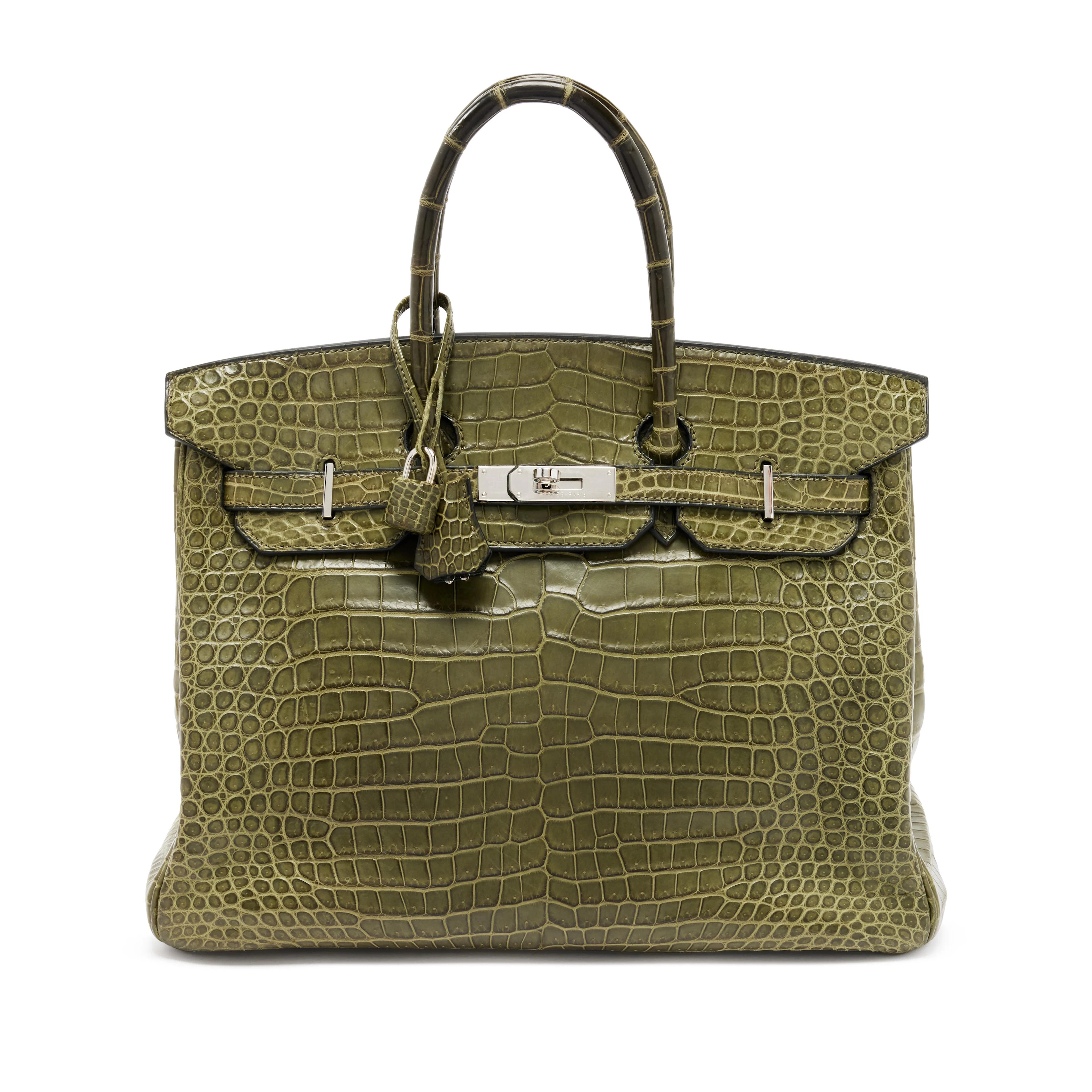 Vert Veronese Matte Porosus Crocodile Birkin 35 Palladium Hardware, 2010