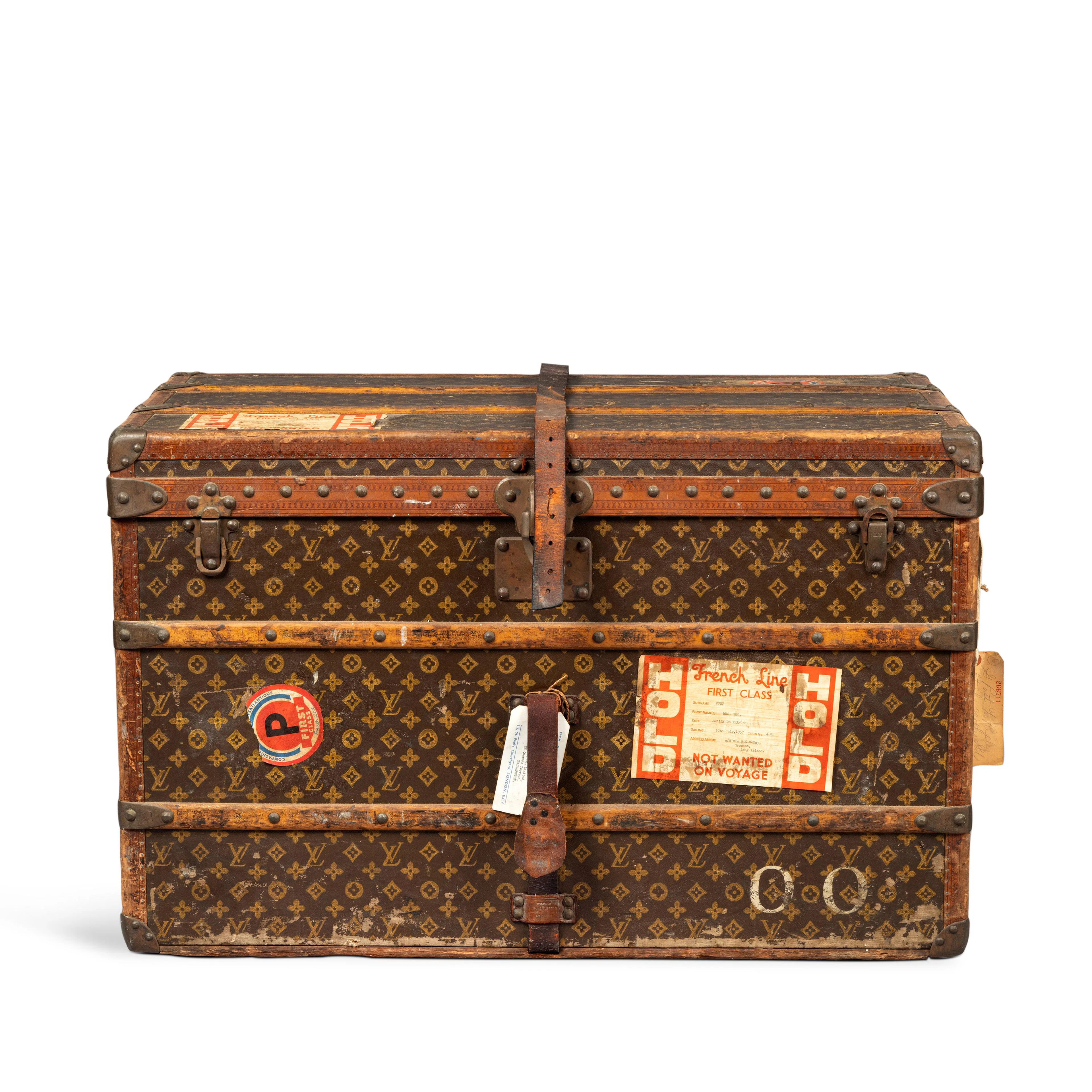 Brown Monogram Coated Canvas Steamer Trunk, 1931-1939