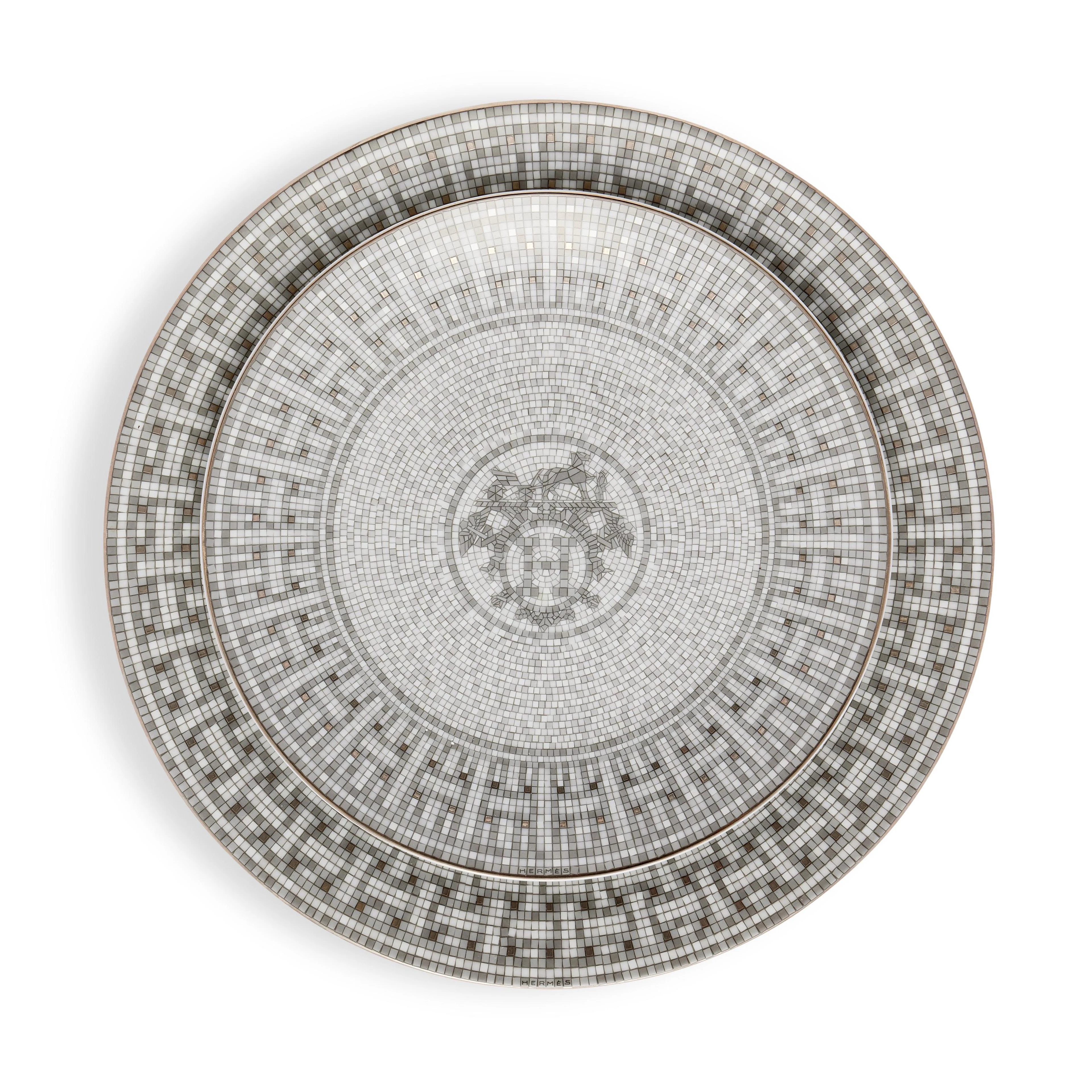 Mosaique au 24 Platinum Porcelain Dinner and Salad Plates