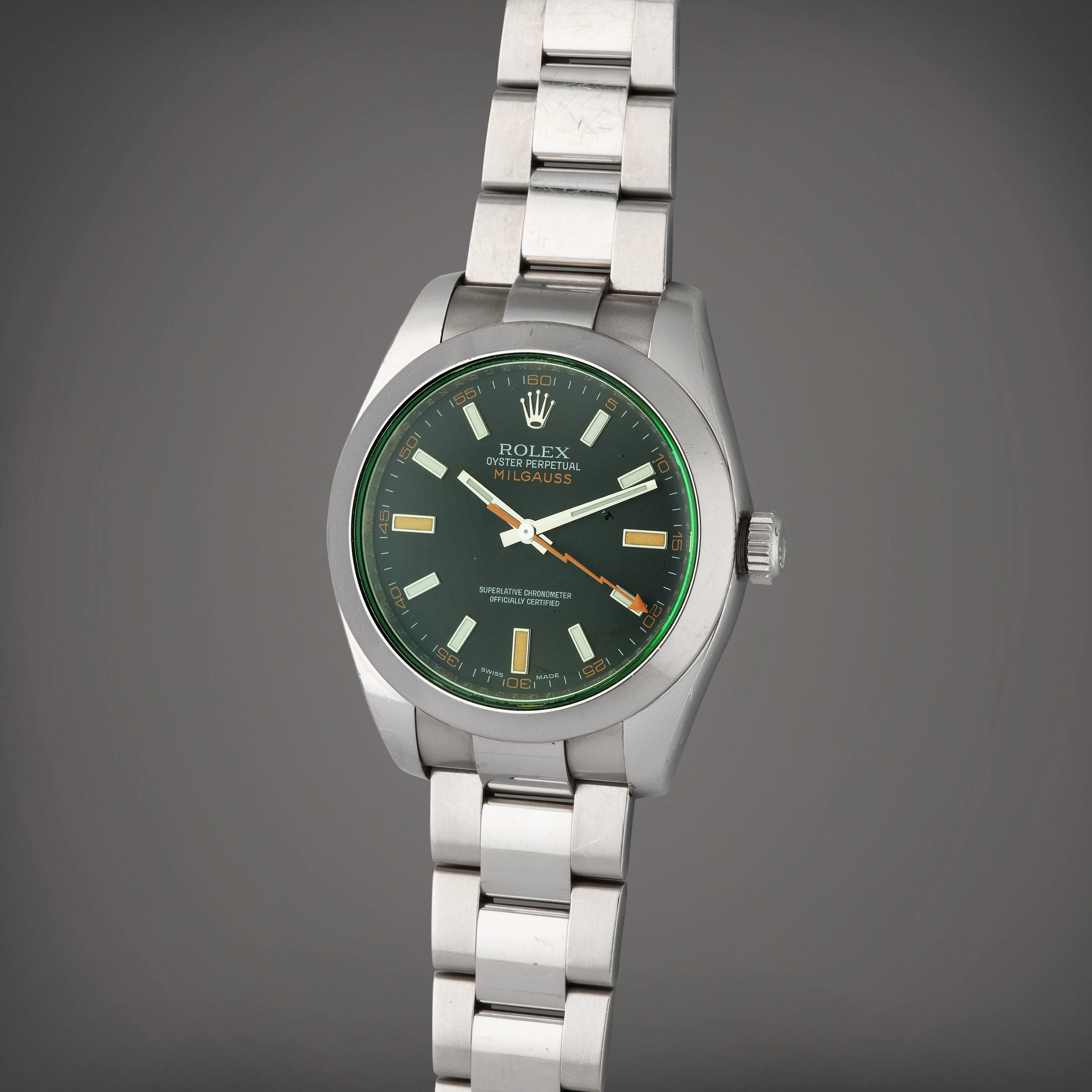 Reference 116400 Milgauss | A stainless steel automatic wristwatch with date