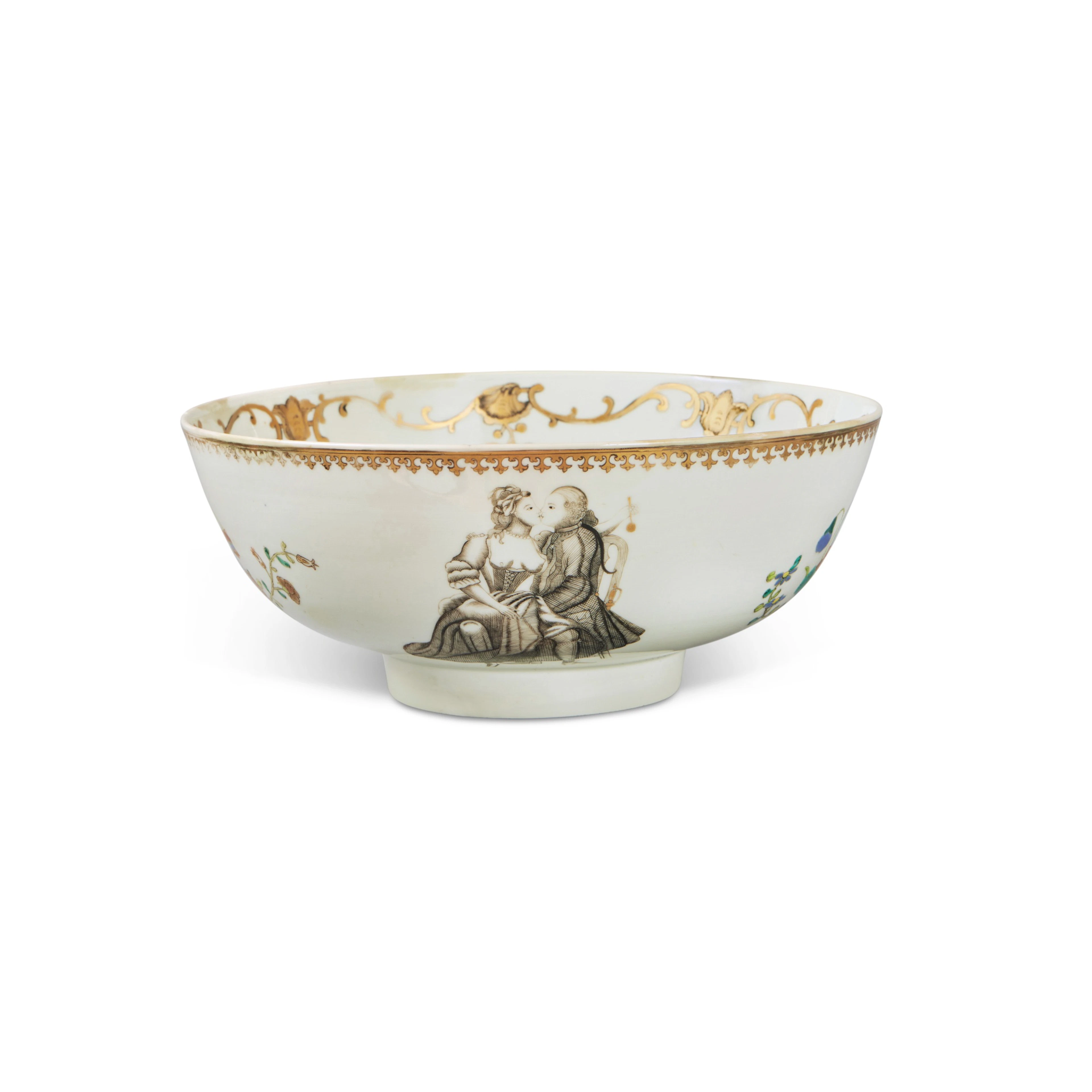 A Rare Chinese Export 'European Subject' Punch Bowl