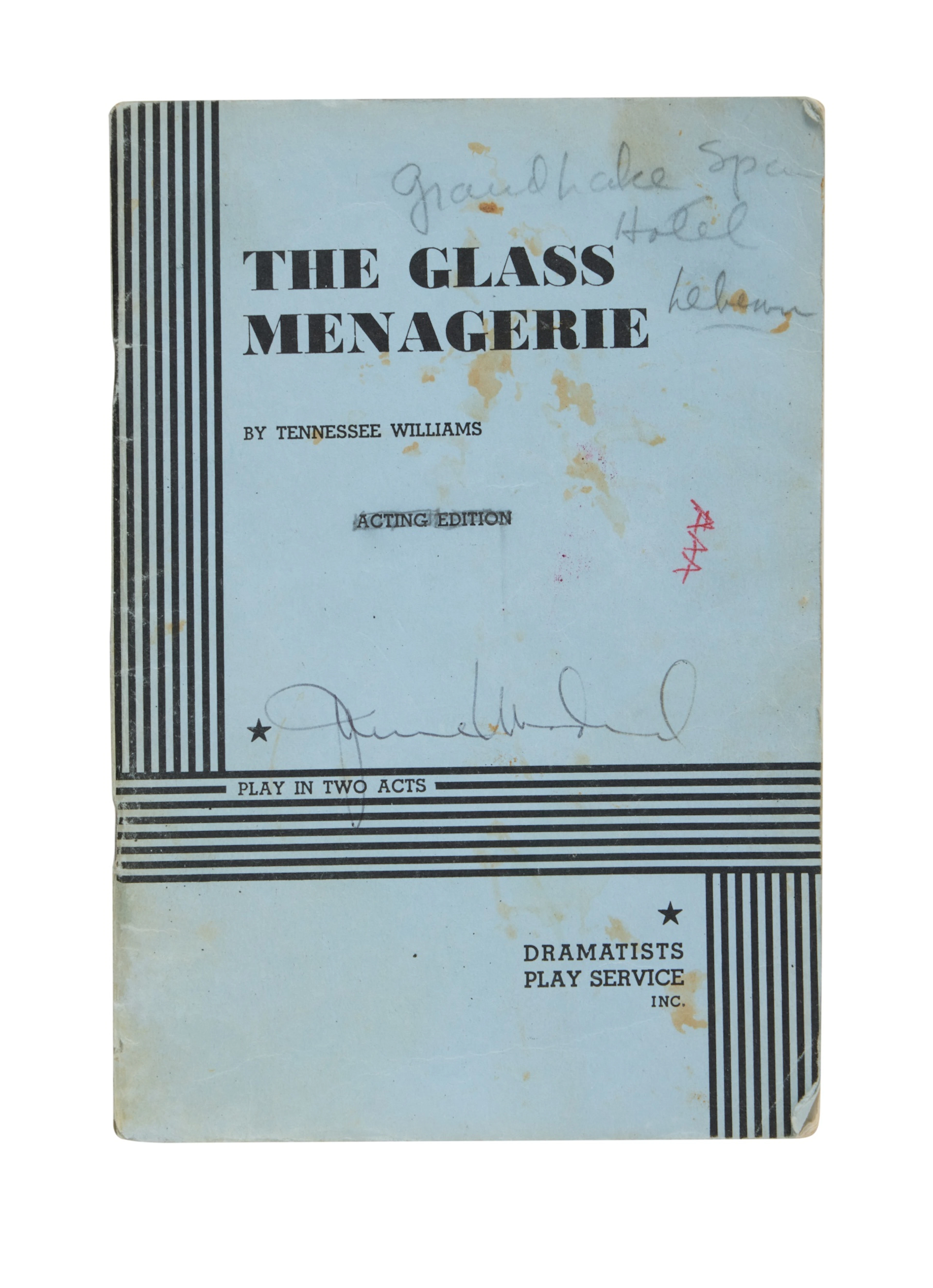 Tennessee Williams | Joanne Woodward's signed copy of "The Glass Menagerie"