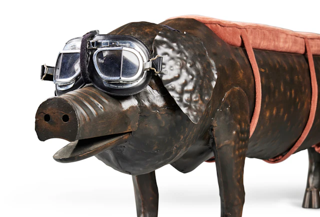 An American Tin 'Hollywood Racing Pig' Bench, 20th Century