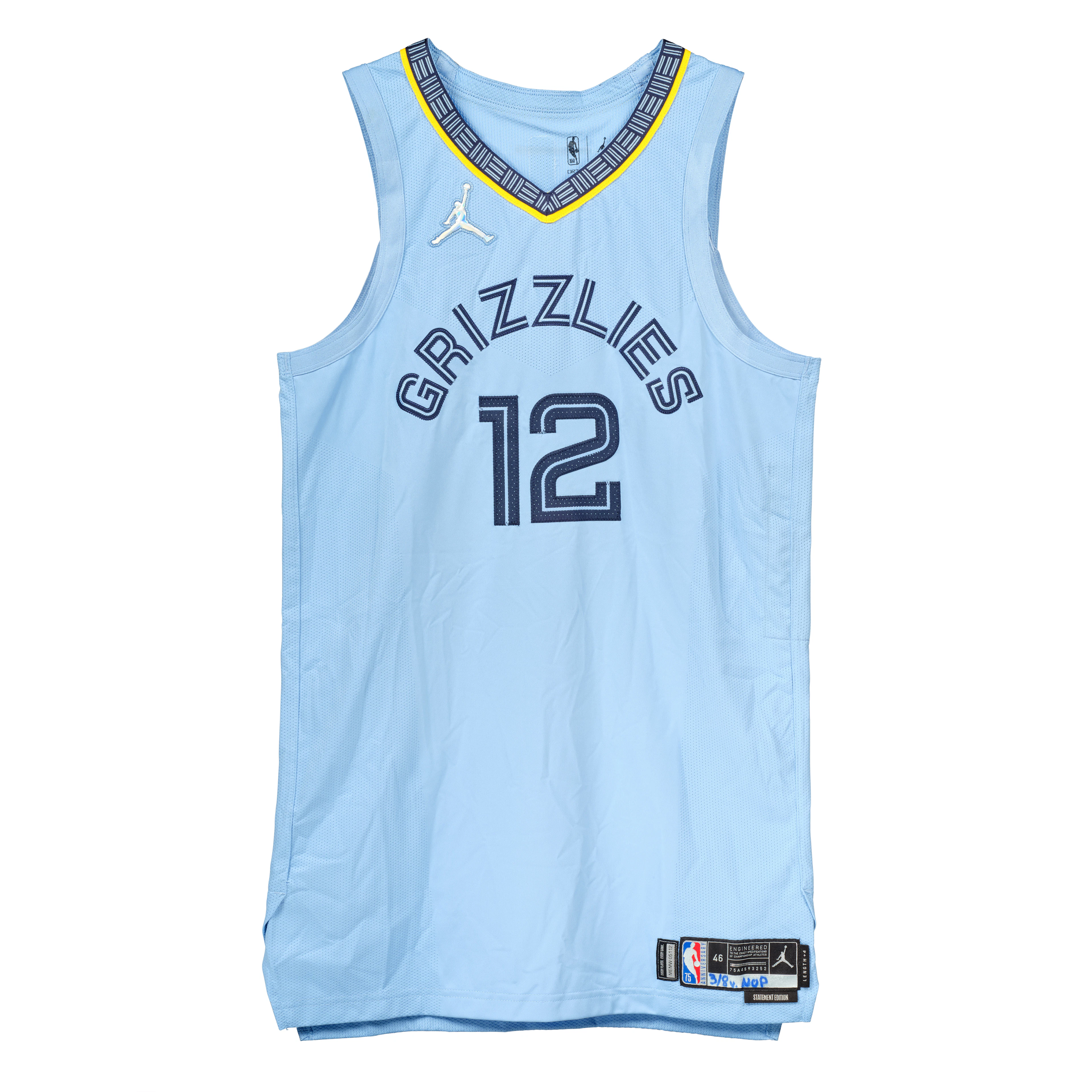 Ja Morant 2022 Memphis Grizzlies Game Worn Jersey