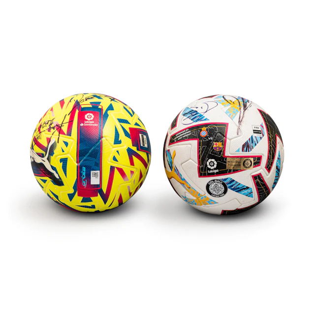 Two Barcelona FC Game Used and Signed Goal Balls