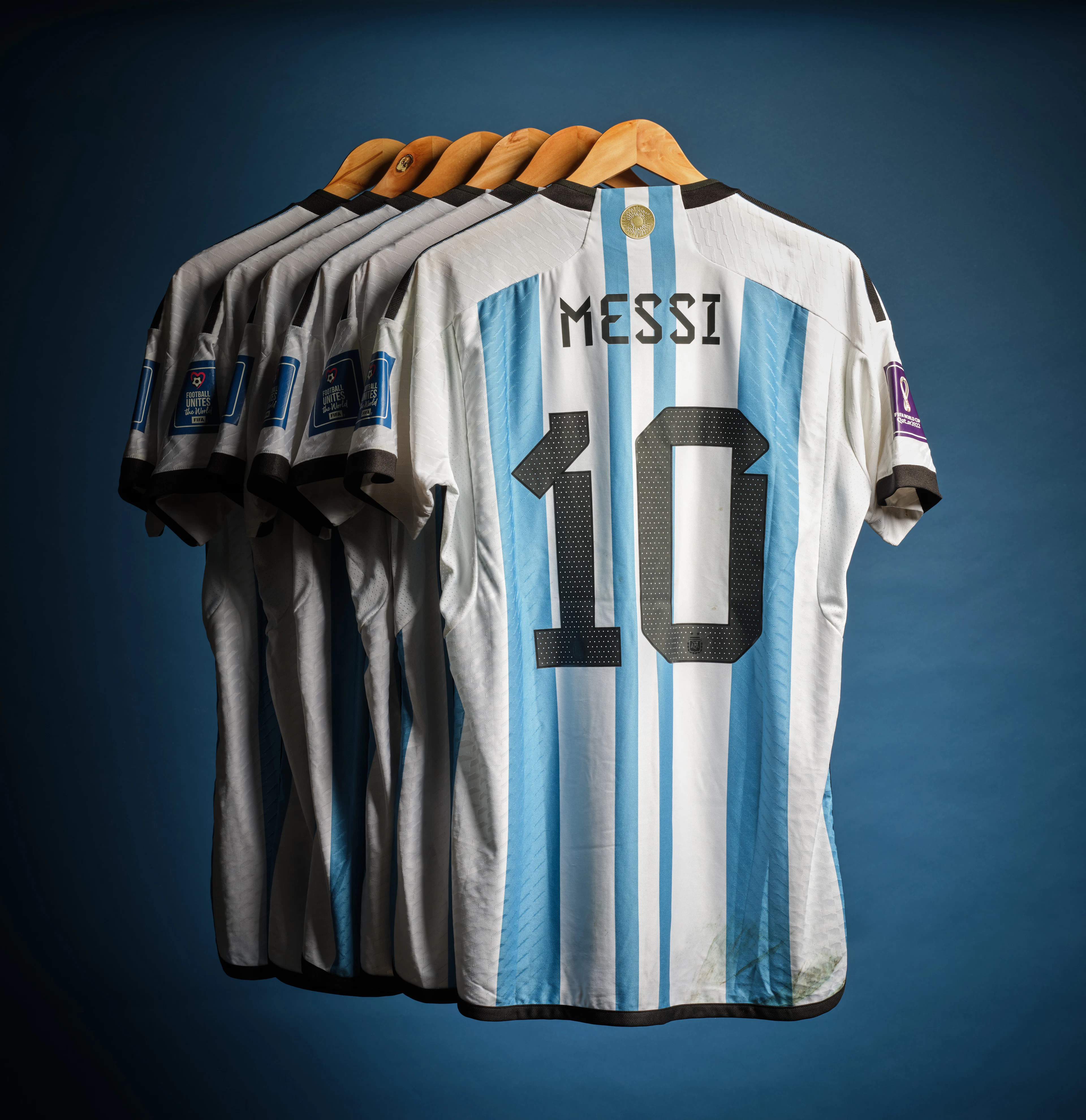Set of 6 Lionel Messi 2022 FIFA World Cup Match Worn Shirts | Finals