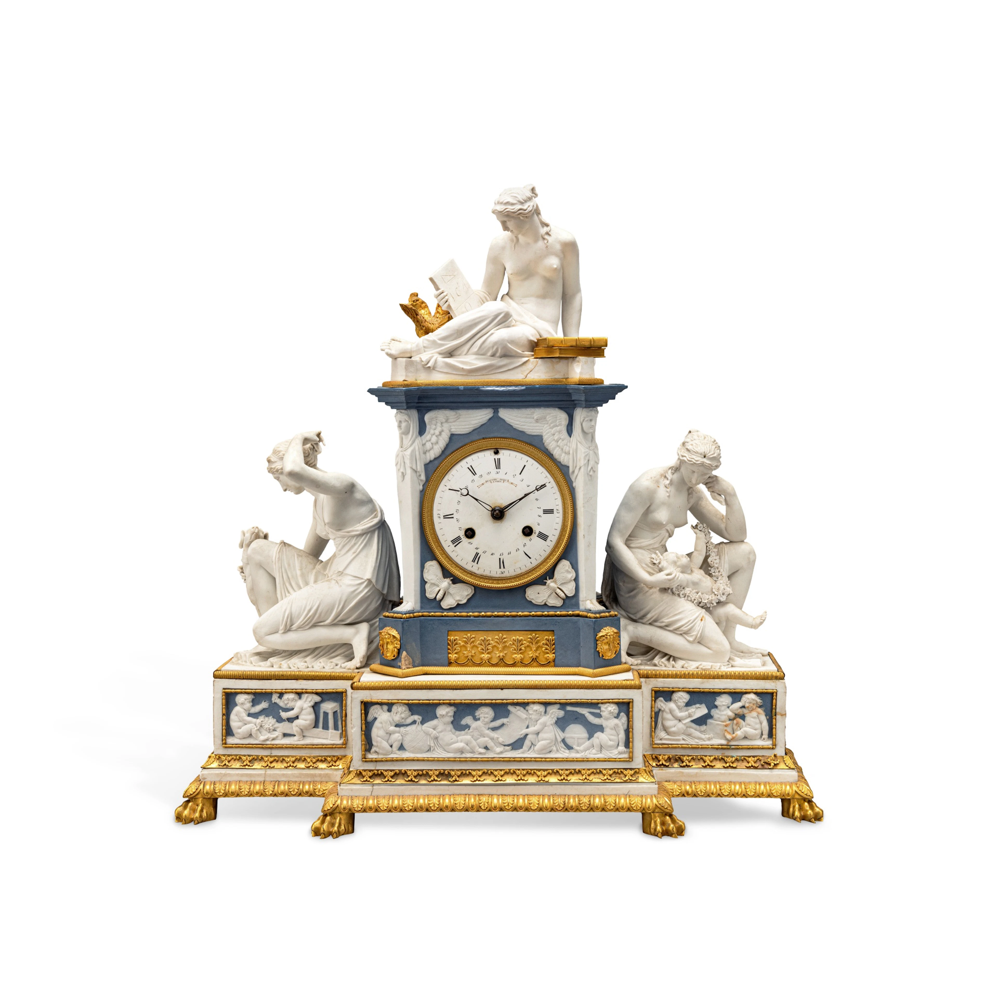 A Louis XVI Gilt-Bronze Mounted Blue and White Jasperware...
